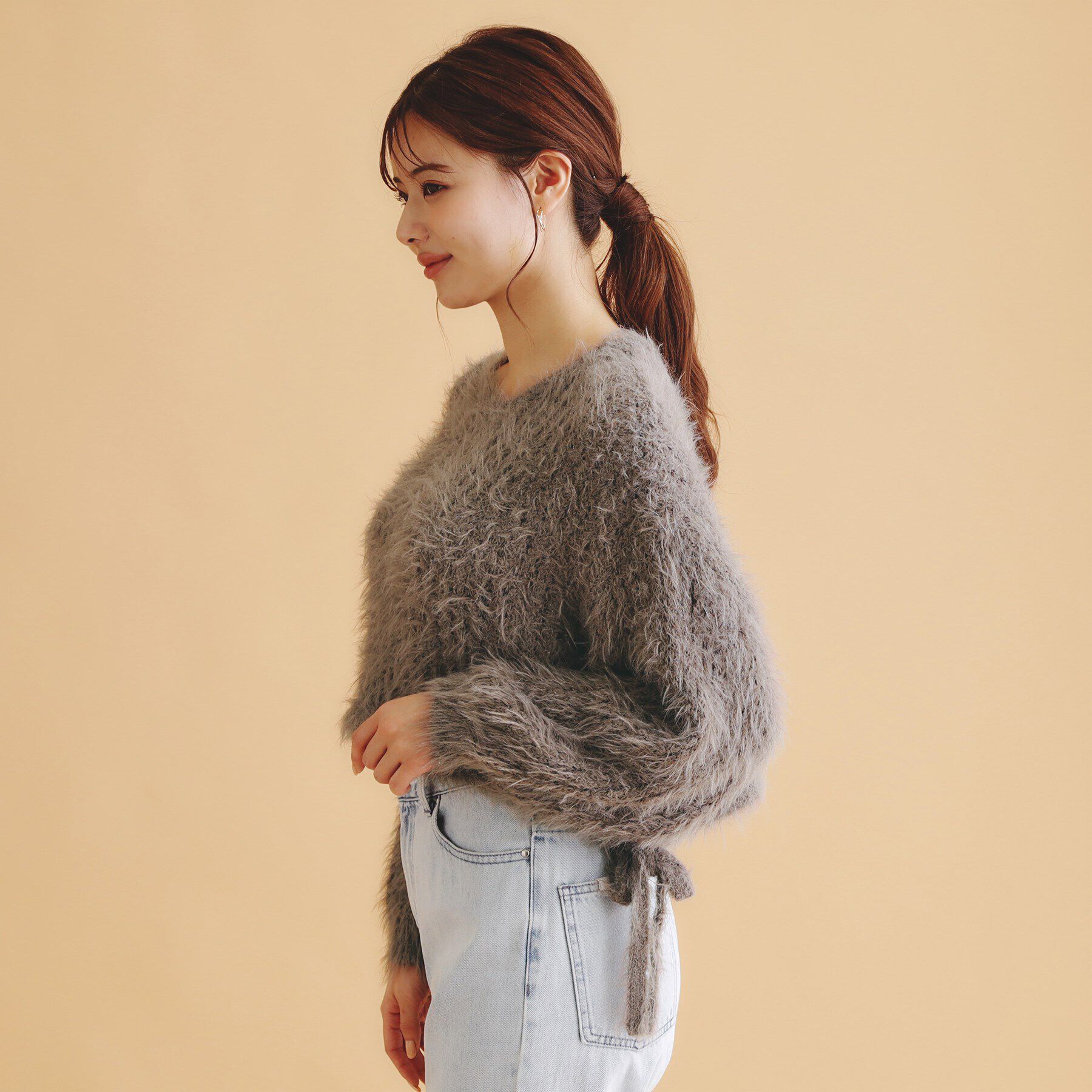 index「透かしシャギーサイドリボンニット【洗濯機洗い可】」|ニット・セーター|