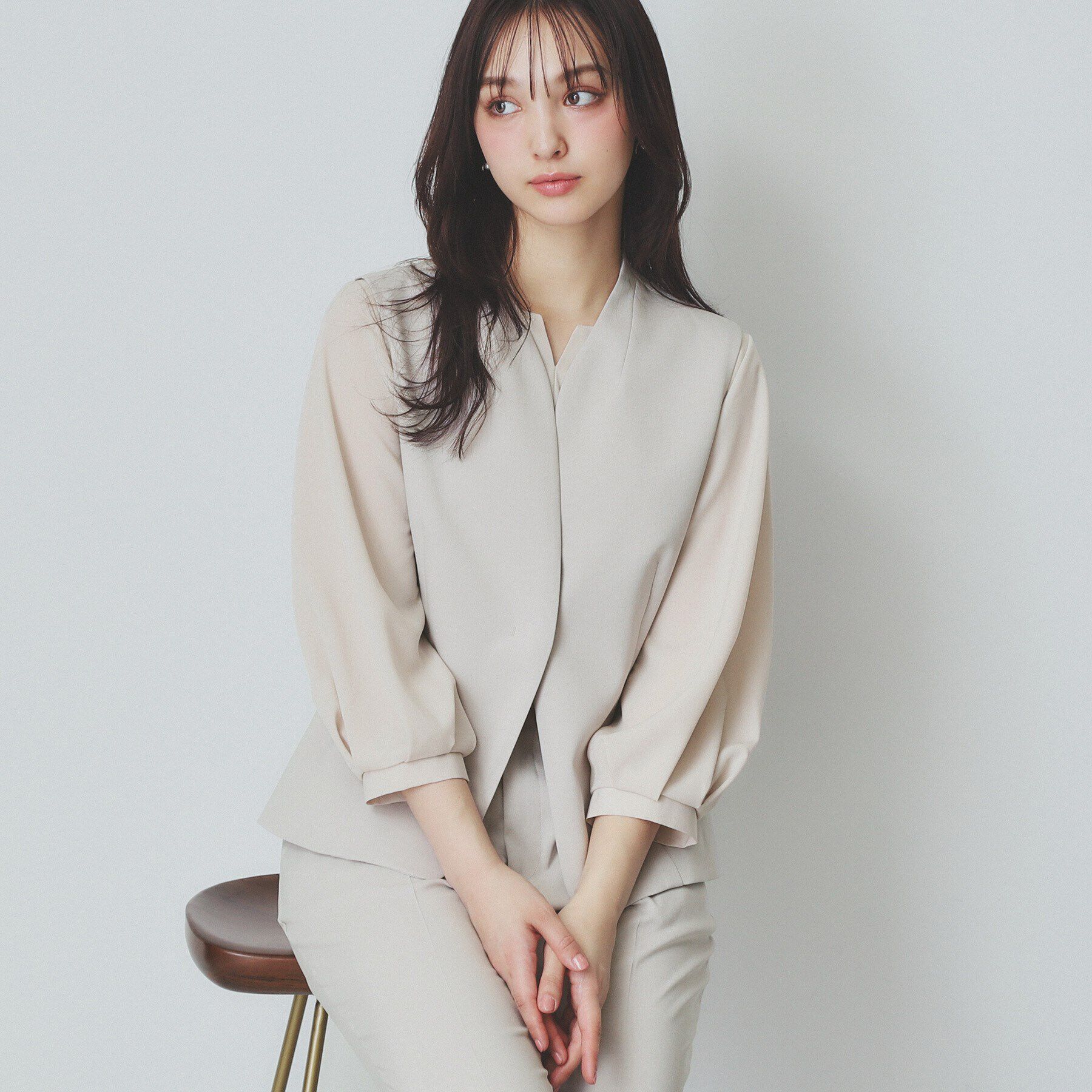 index「ドライタッチストレッチノーカラージレ/セットアップ対応【洗濯機洗い可/イージーアイロン】」|ベスト・ジレ|