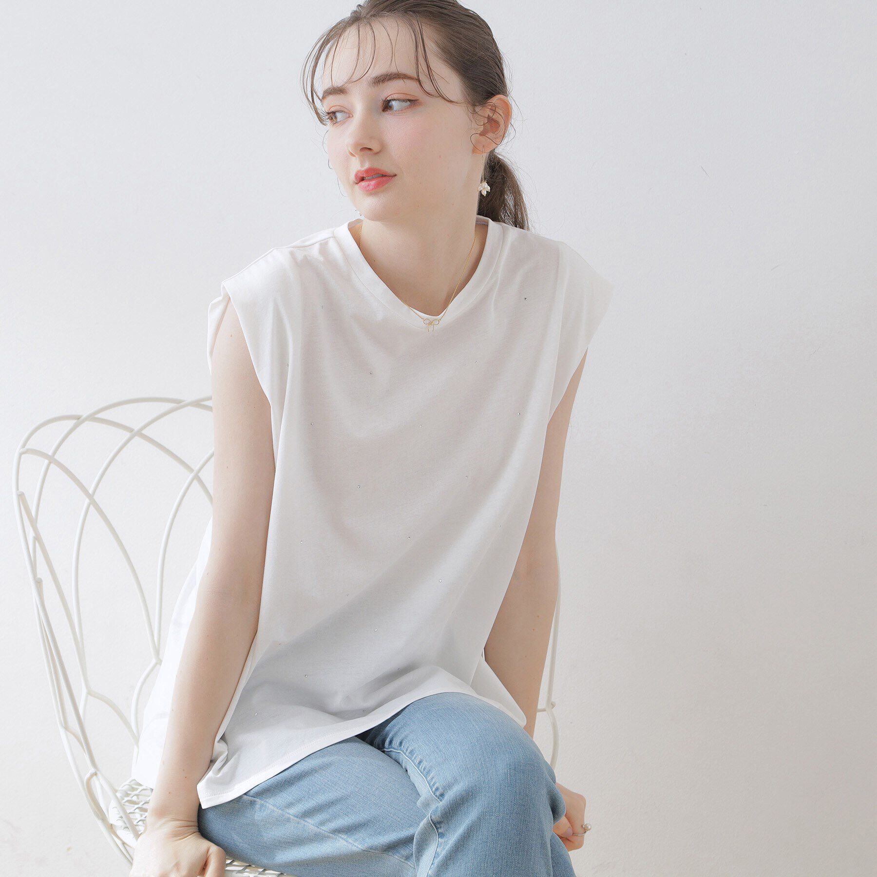 Couture broach「【インしないでキマる】ラインストーンTシャツ」|Tシャツ・カットソー|ｵﾌﾎﾜｲﾄ(003)