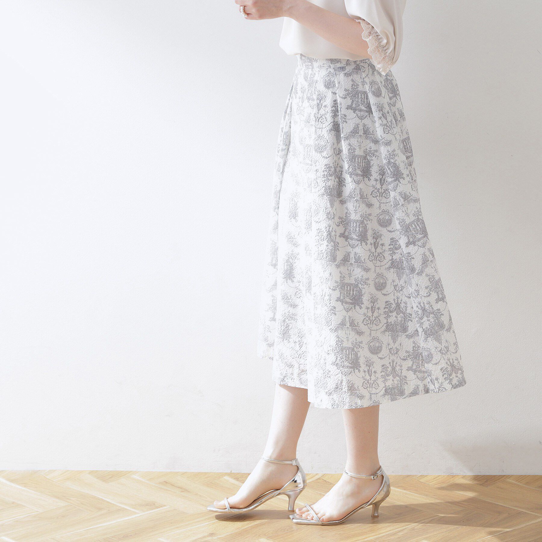 Couture broach「トワル・ド・ジュイ ランダムタックサッカースカート」|スカート|