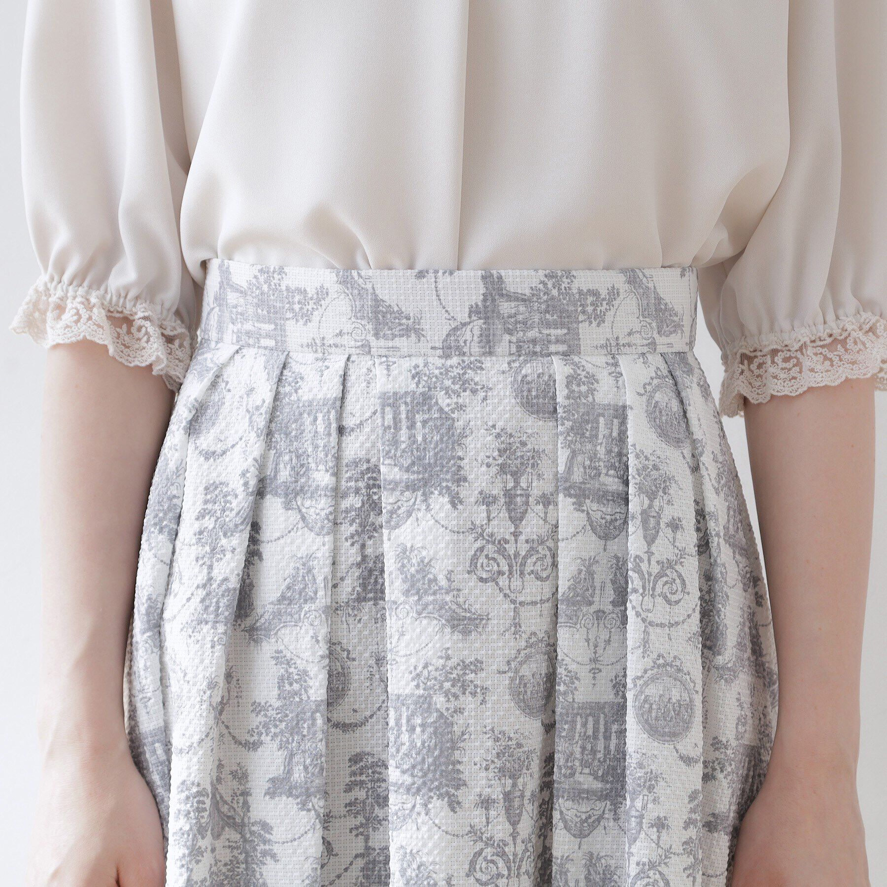 Couture broach「トワル・ド・ジュイ ランダムタックサッカースカート」|スカート|