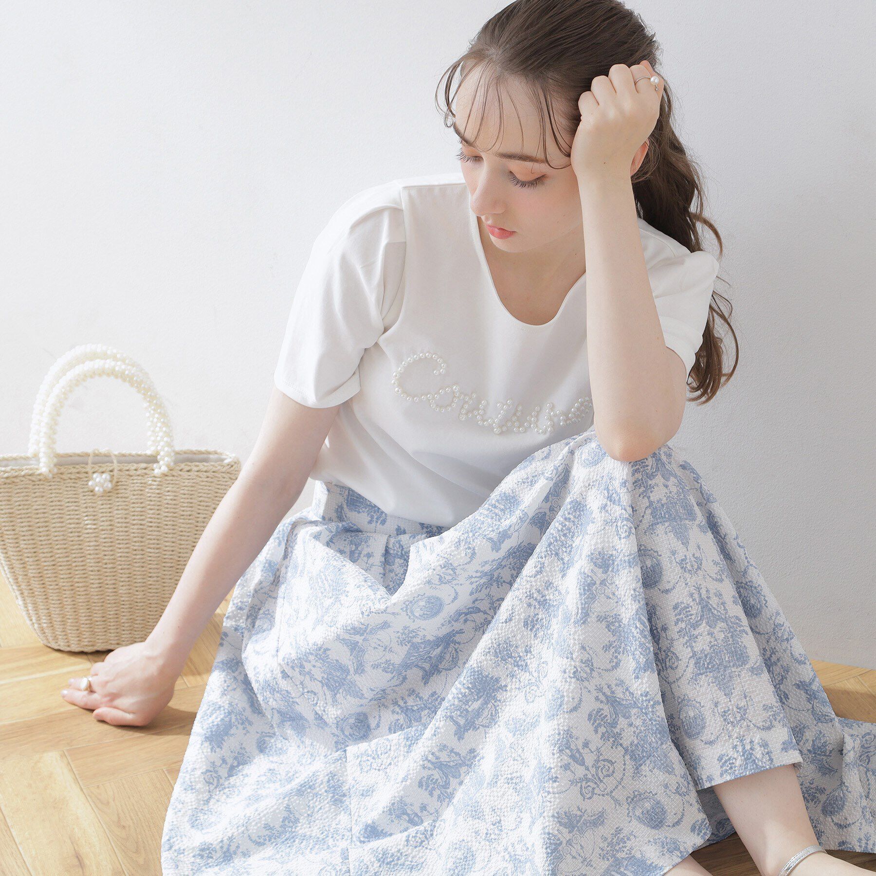 Couture broach「トワル・ド・ジュイ ランダムタックサッカースカート」|スカート|