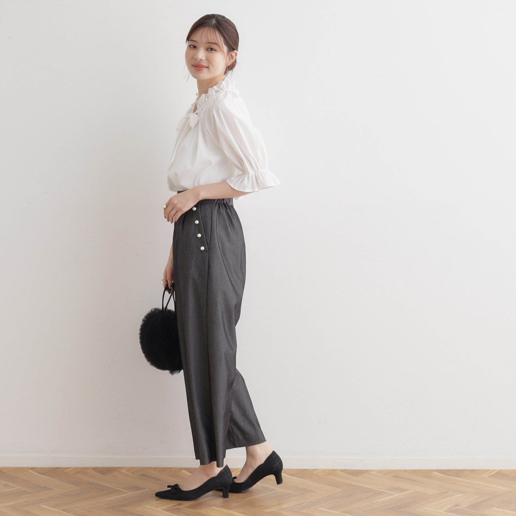 Couture broach「ギャザーフリルリボンタイ」|シャツ・ブラウス|