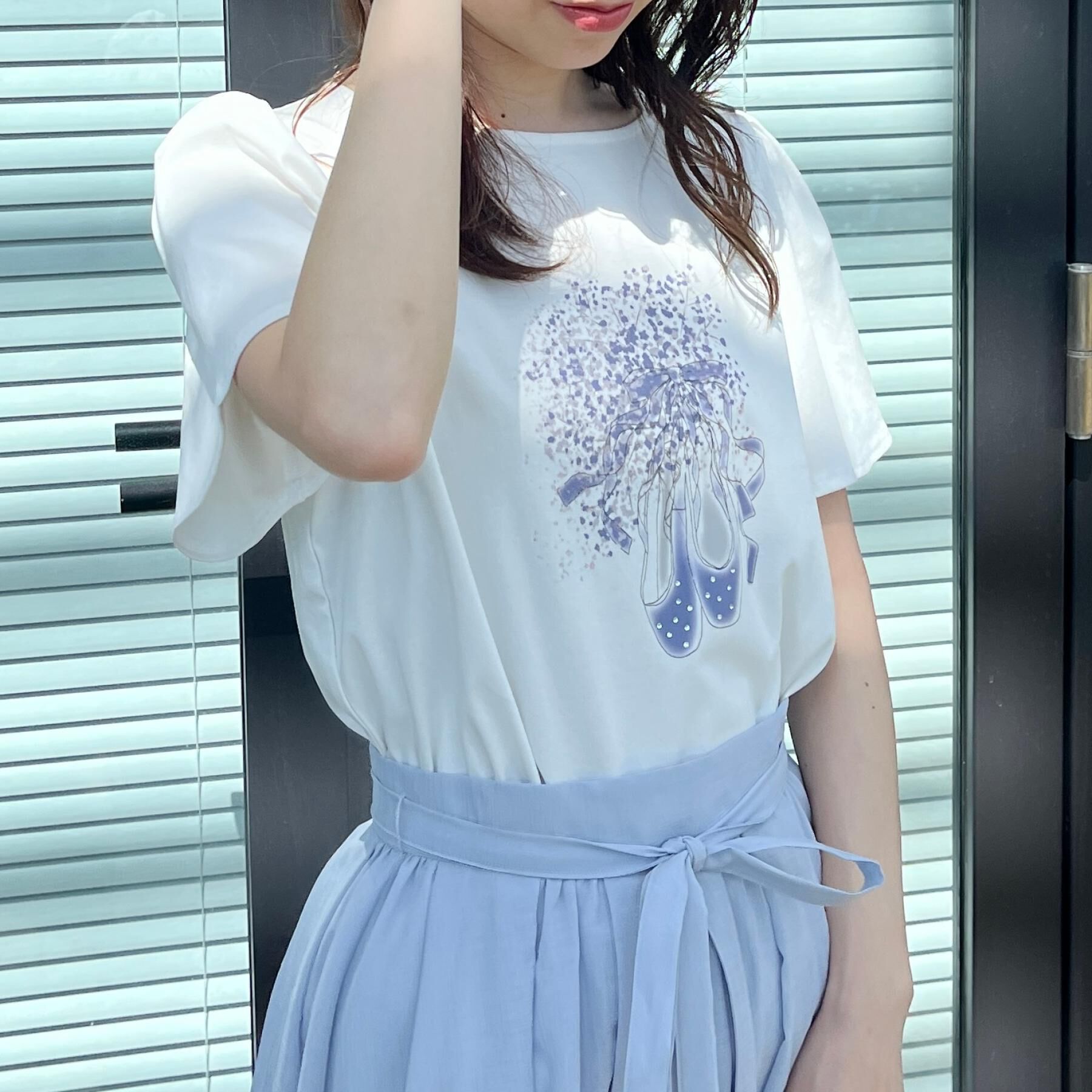 Couture broach「【接触冷感・UVカット】トゥシューズプリントTシャツ」|Tシャツ・カットソー|