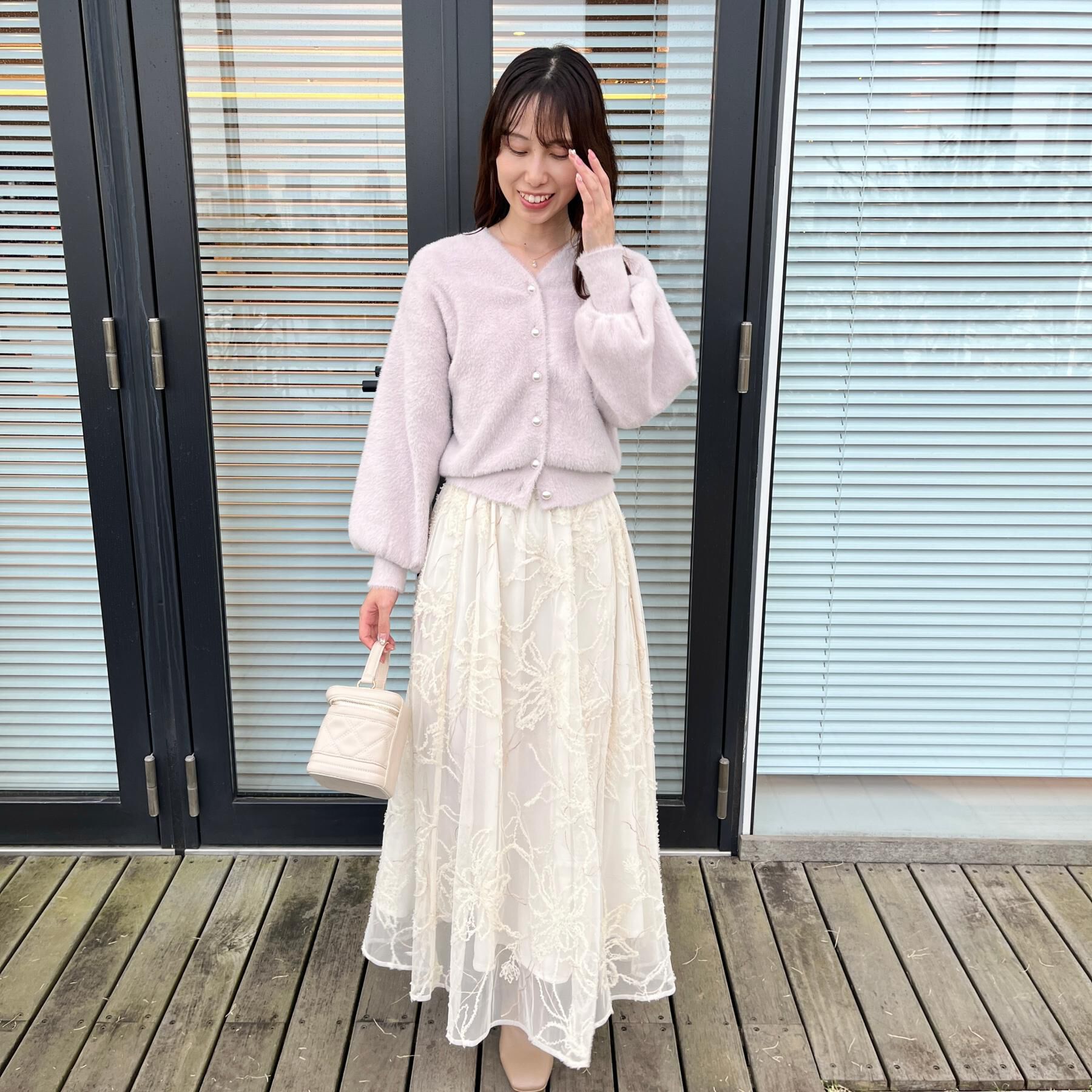 Couture broach「【通勤】ラメ刺繍ブークレチュールスカート」|スカート|