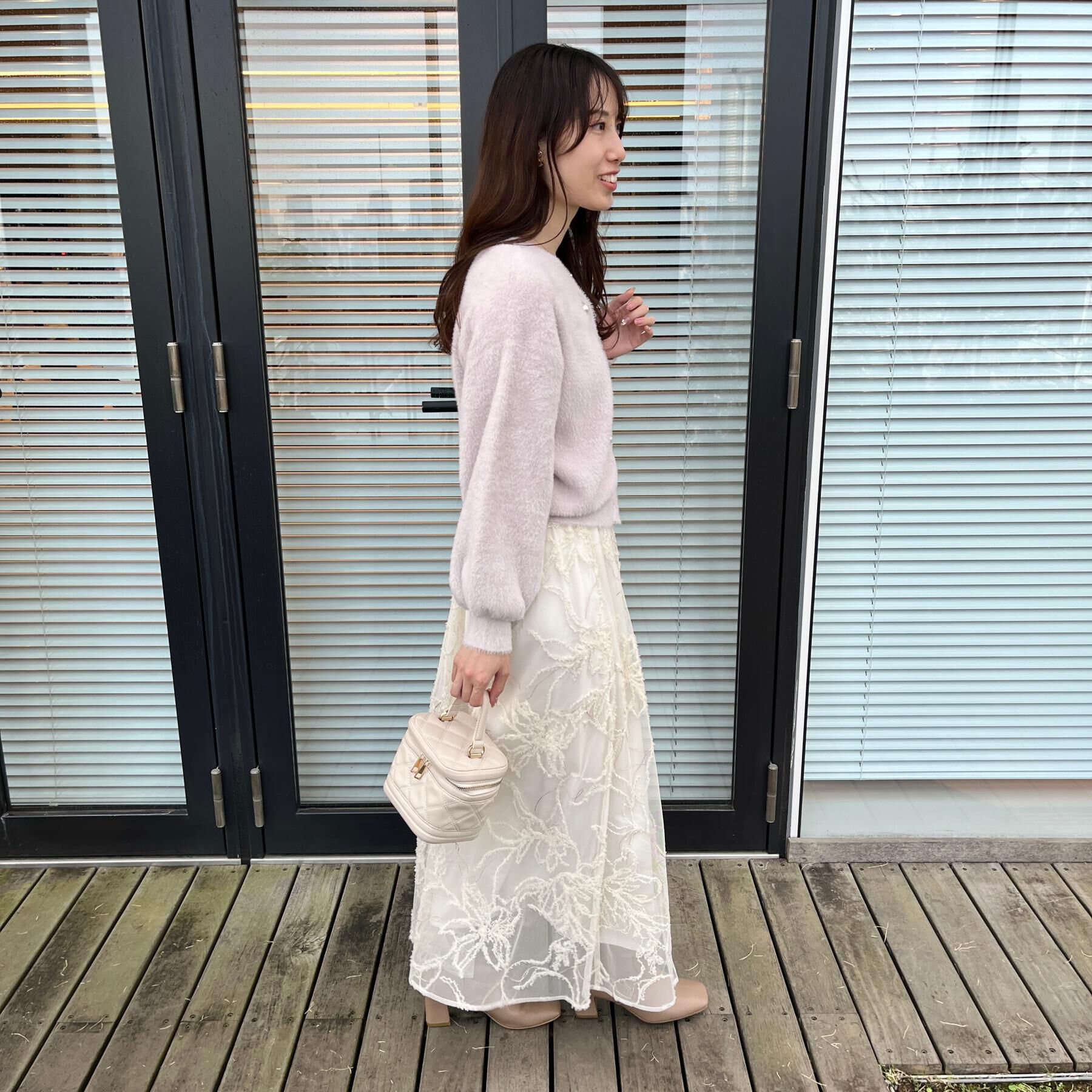 Couture broach「【通勤】ラメ刺繍ブークレチュールスカート」|スカート|