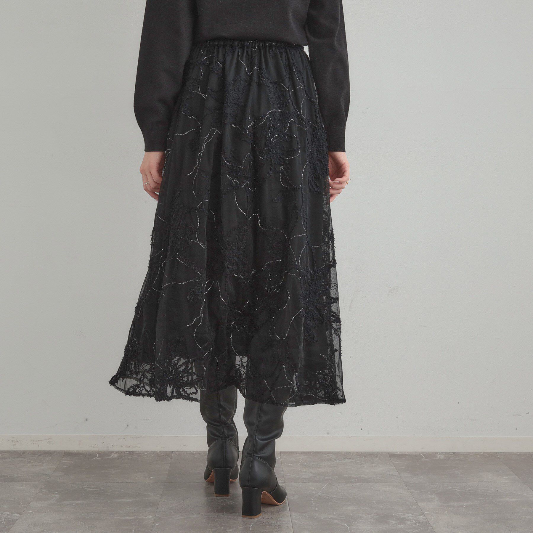 Couture broach「【通勤】ラメ刺繍ブークレチュールスカート」|スカート|