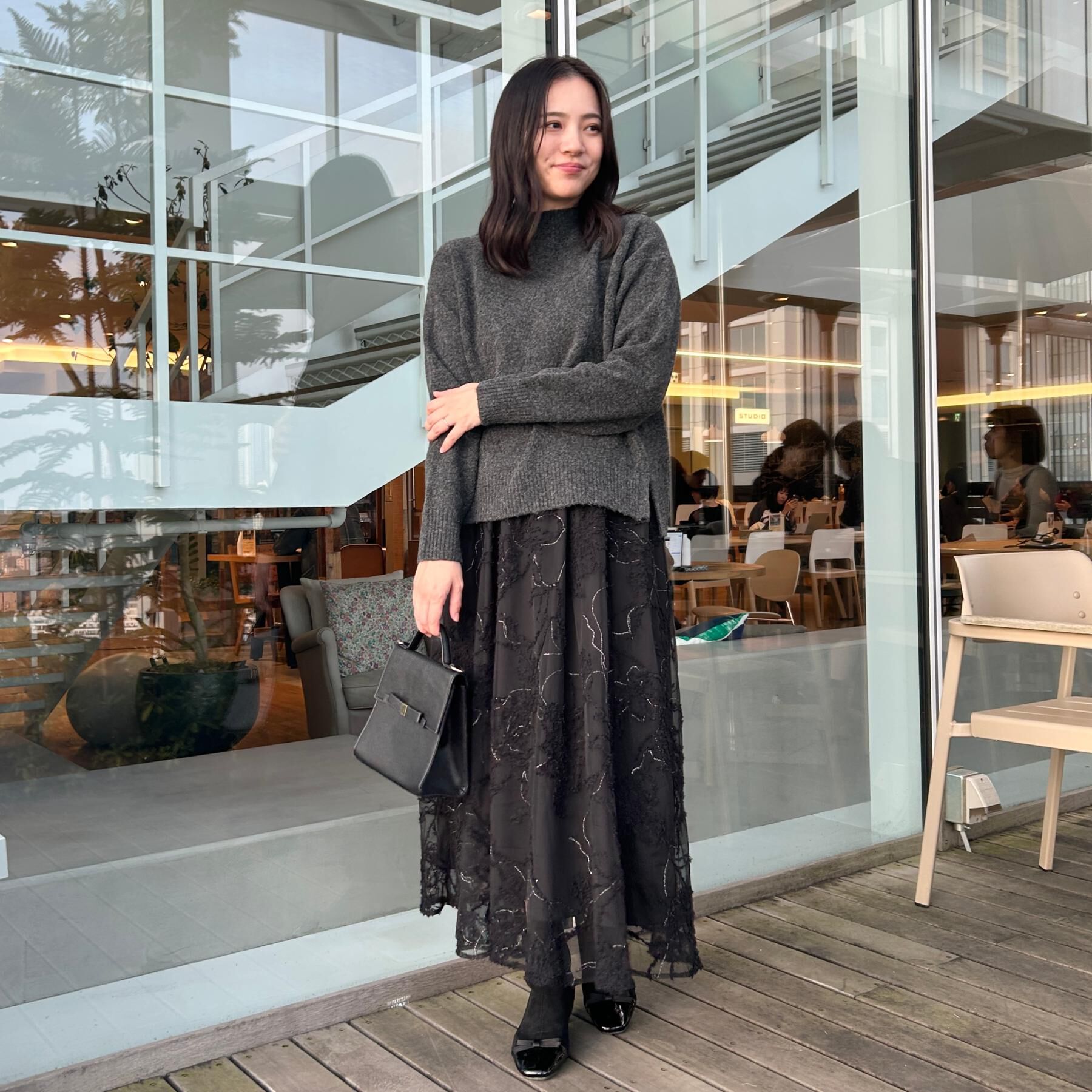 Couture broach「【通勤】ラメ刺繍ブークレチュールスカート」|スカート|