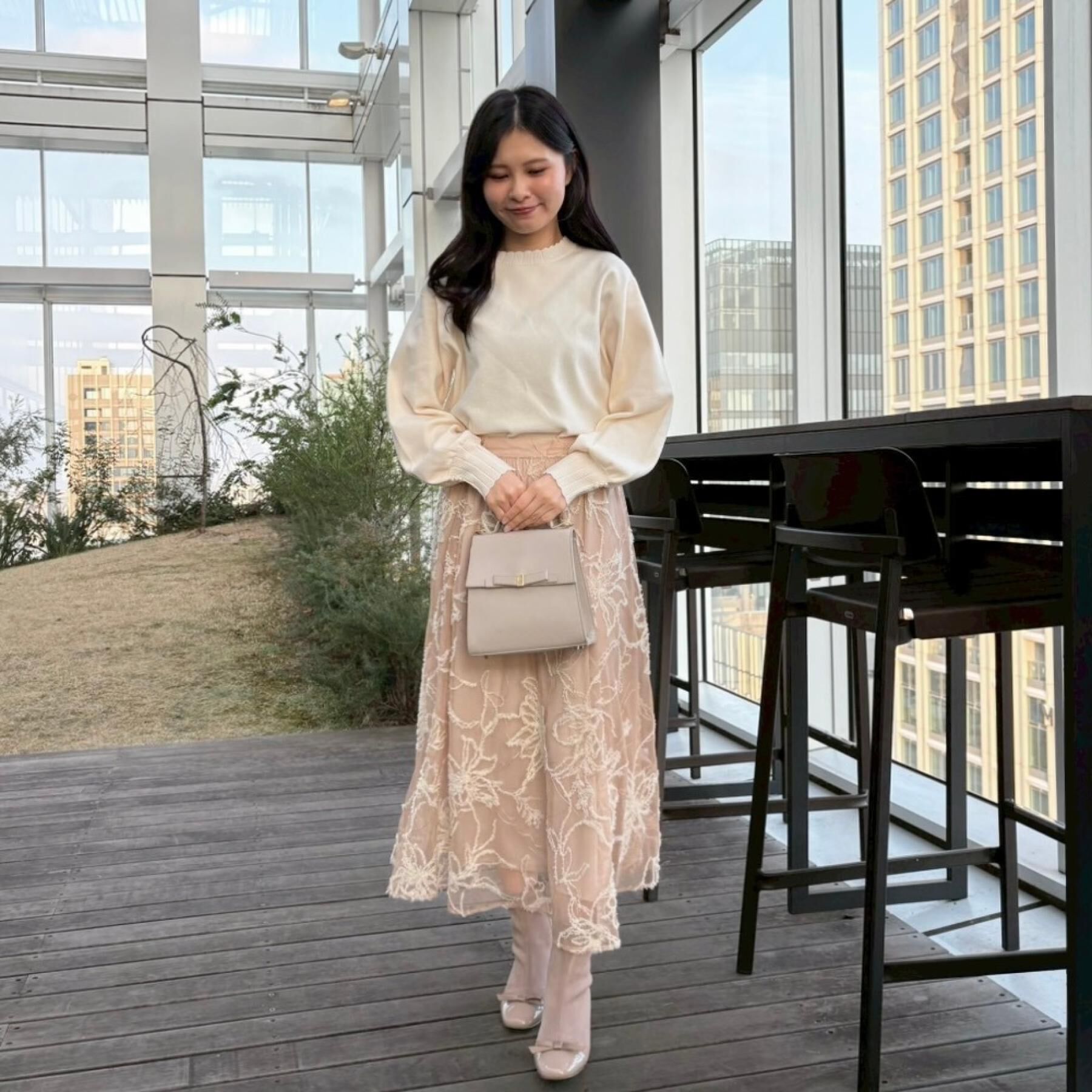 Couture broach「【通勤】ラメ刺繍ブークレチュールスカート」|スカート|