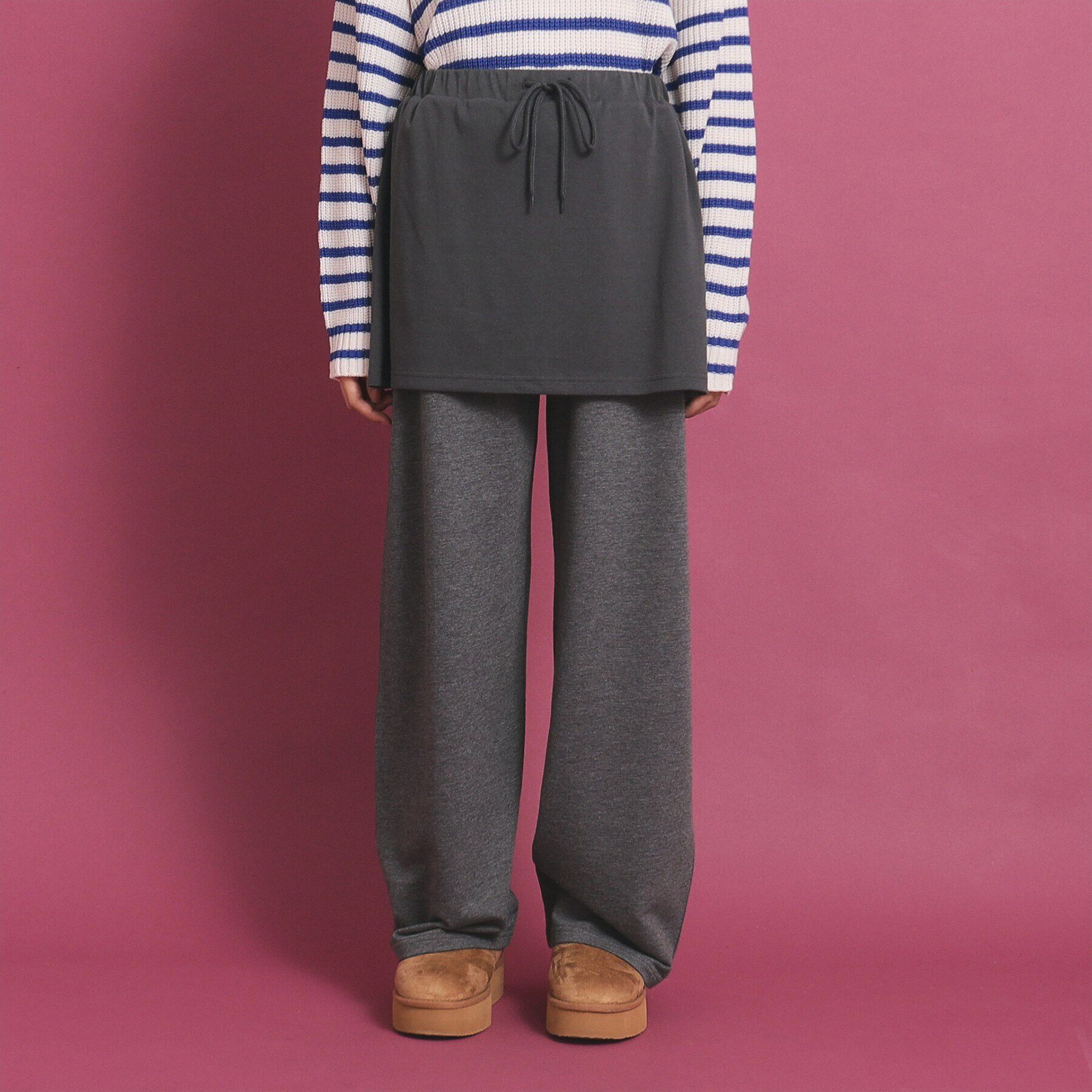 PINK-latte「バックプリントスカート付レイヤードパンツ」|その他|