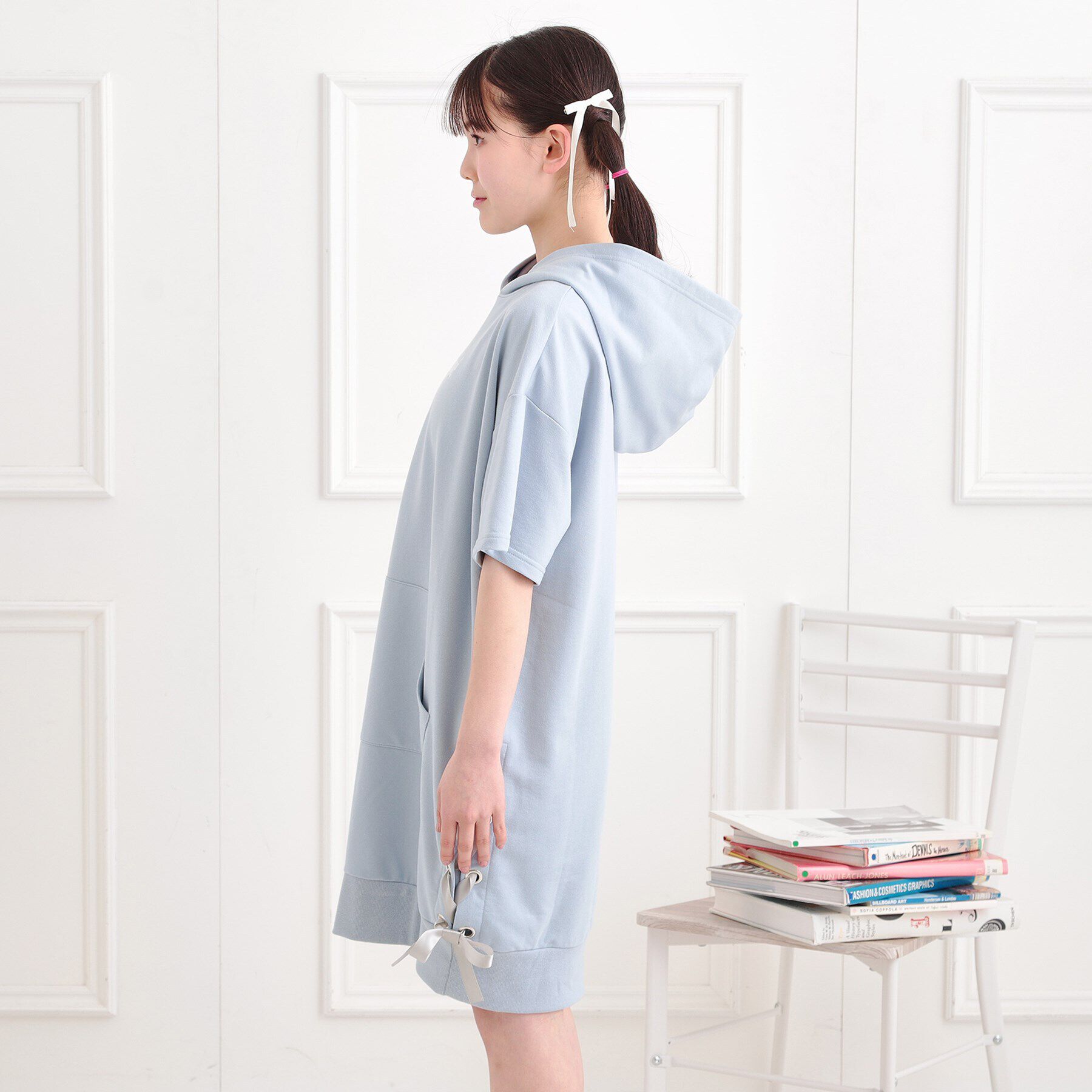 PINK-latte「ミニ裏レースパーカワンピース」|ワンピース|