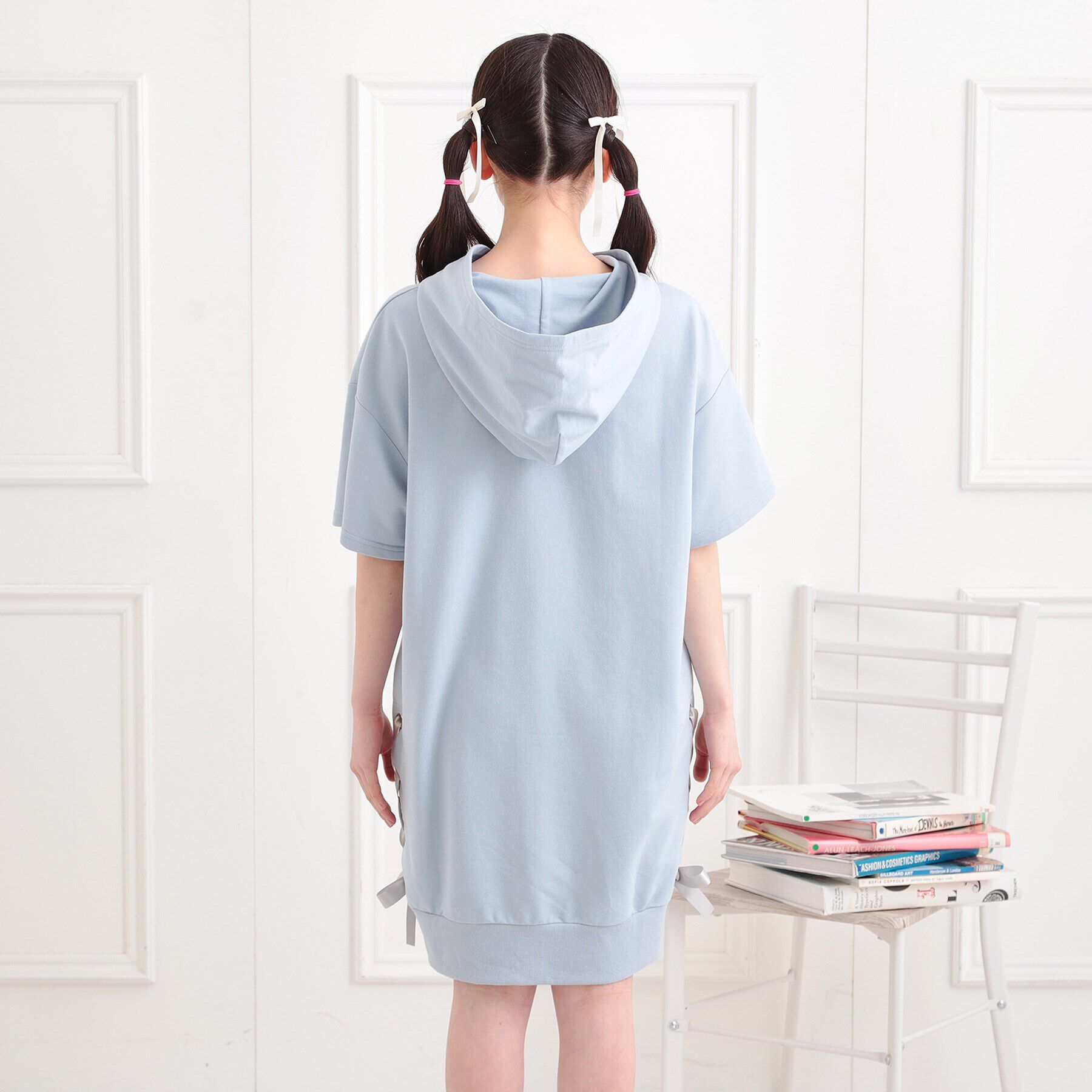 PINK-latte「ミニ裏レースパーカワンピース」|ワンピース|