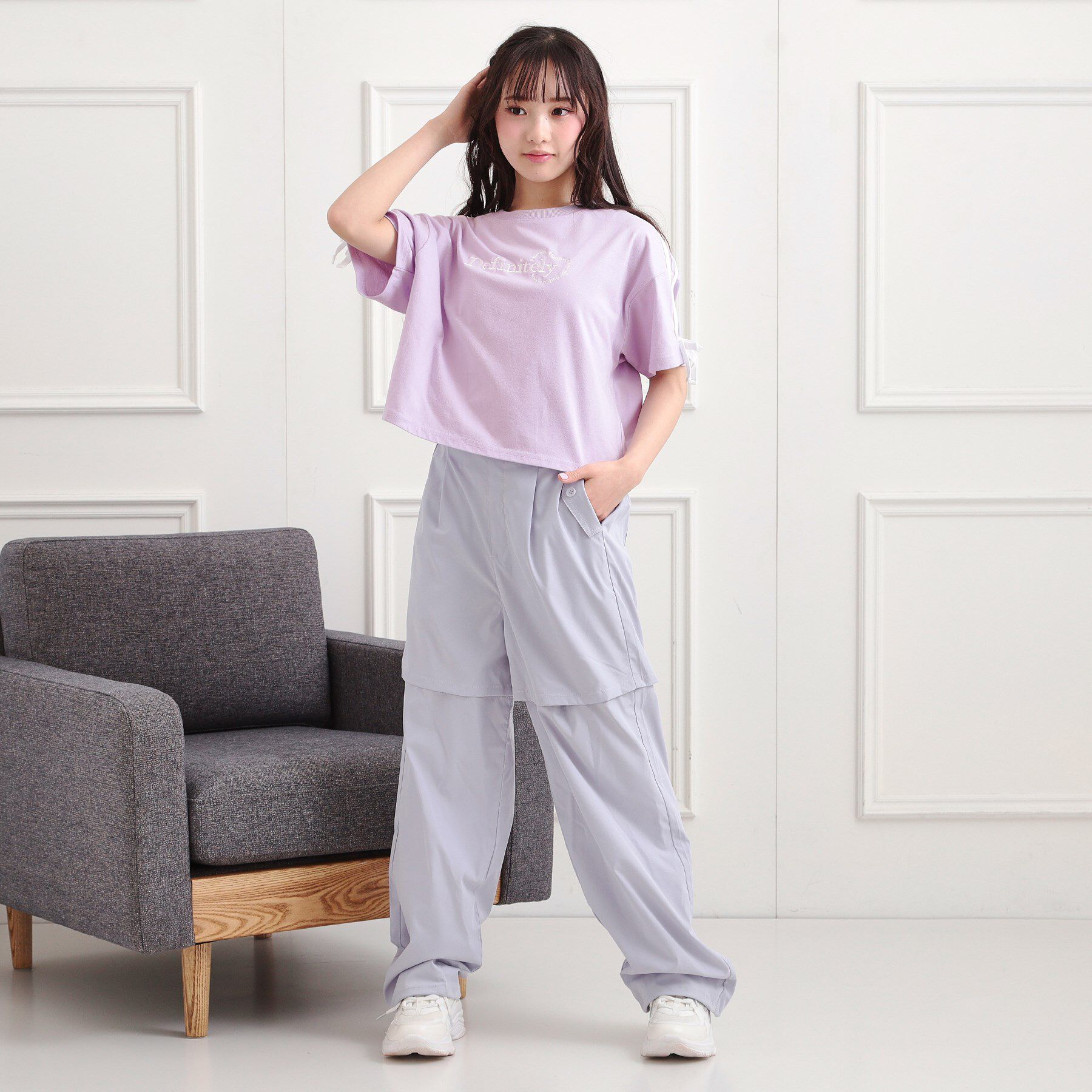 PINK-latte「袖ラインリボンTシャツ」|Tシャツ・カットソー|