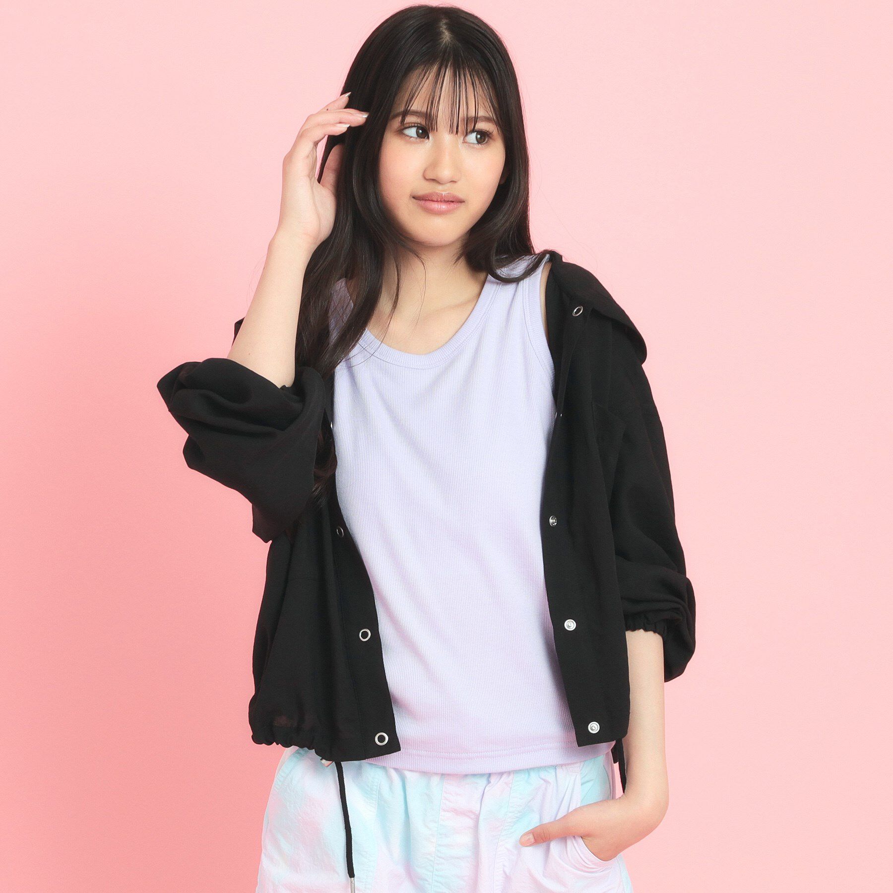 PINK-latte「シンプルタンクトップ」|キャミソール|パープル(081)