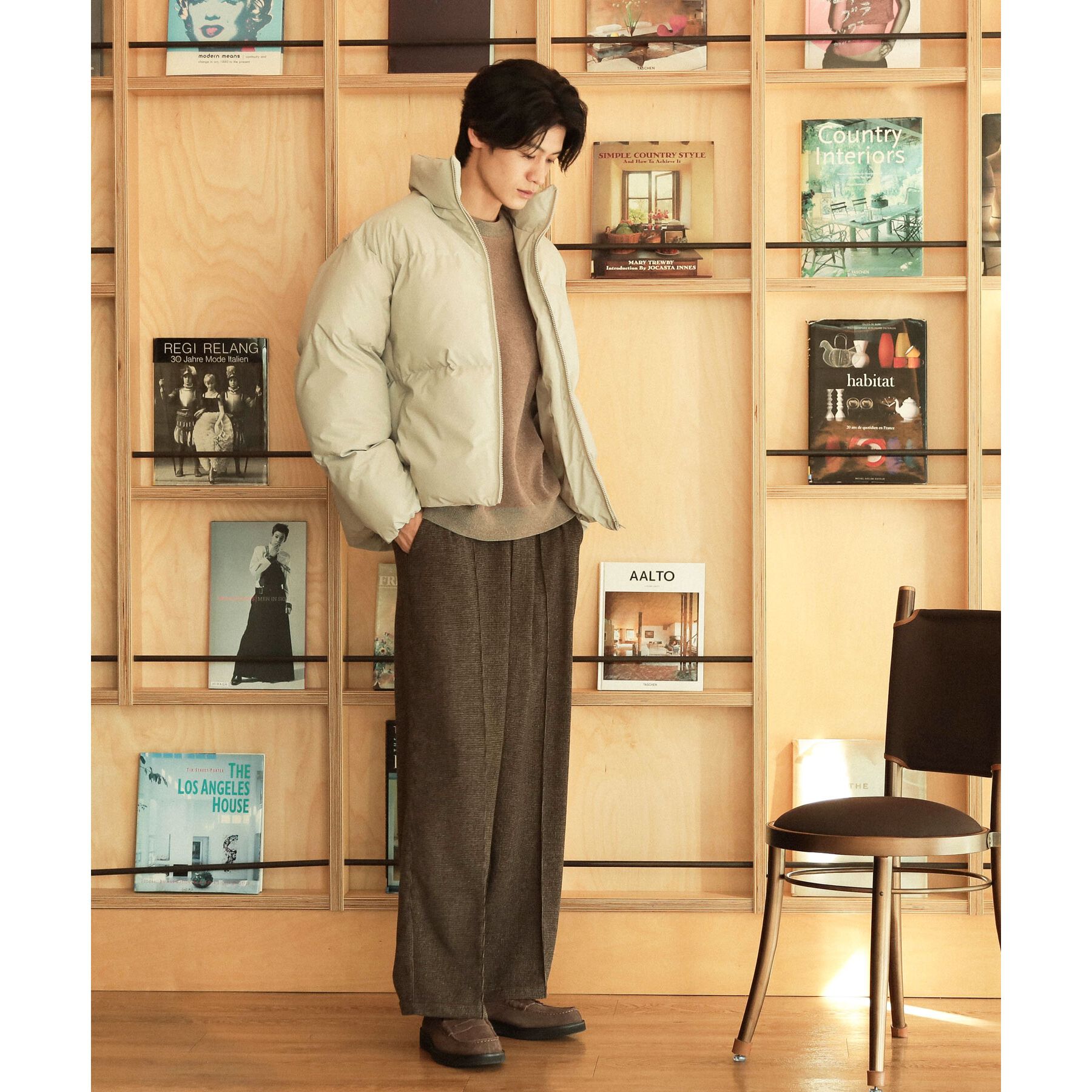 THE SHOP TK「スタンドネック中綿ジップブルゾン」|ダウン|