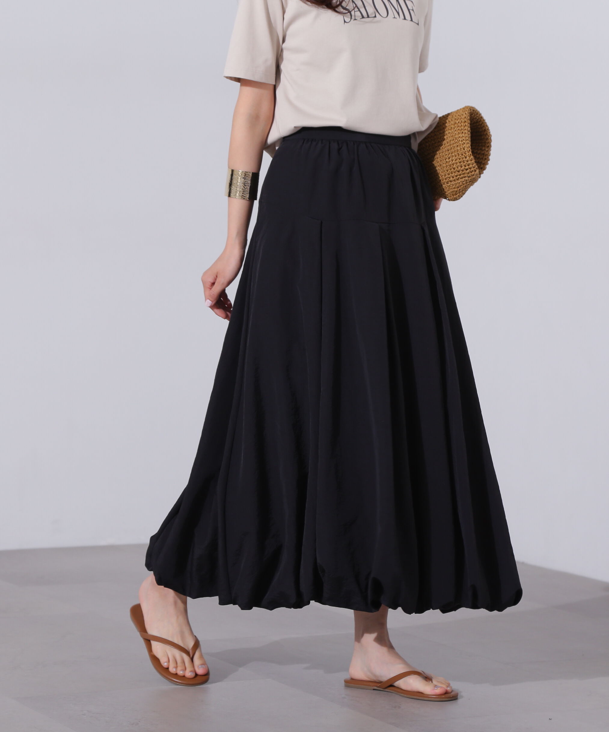  「切替タックバルーンスカート」|スカート|ブラック