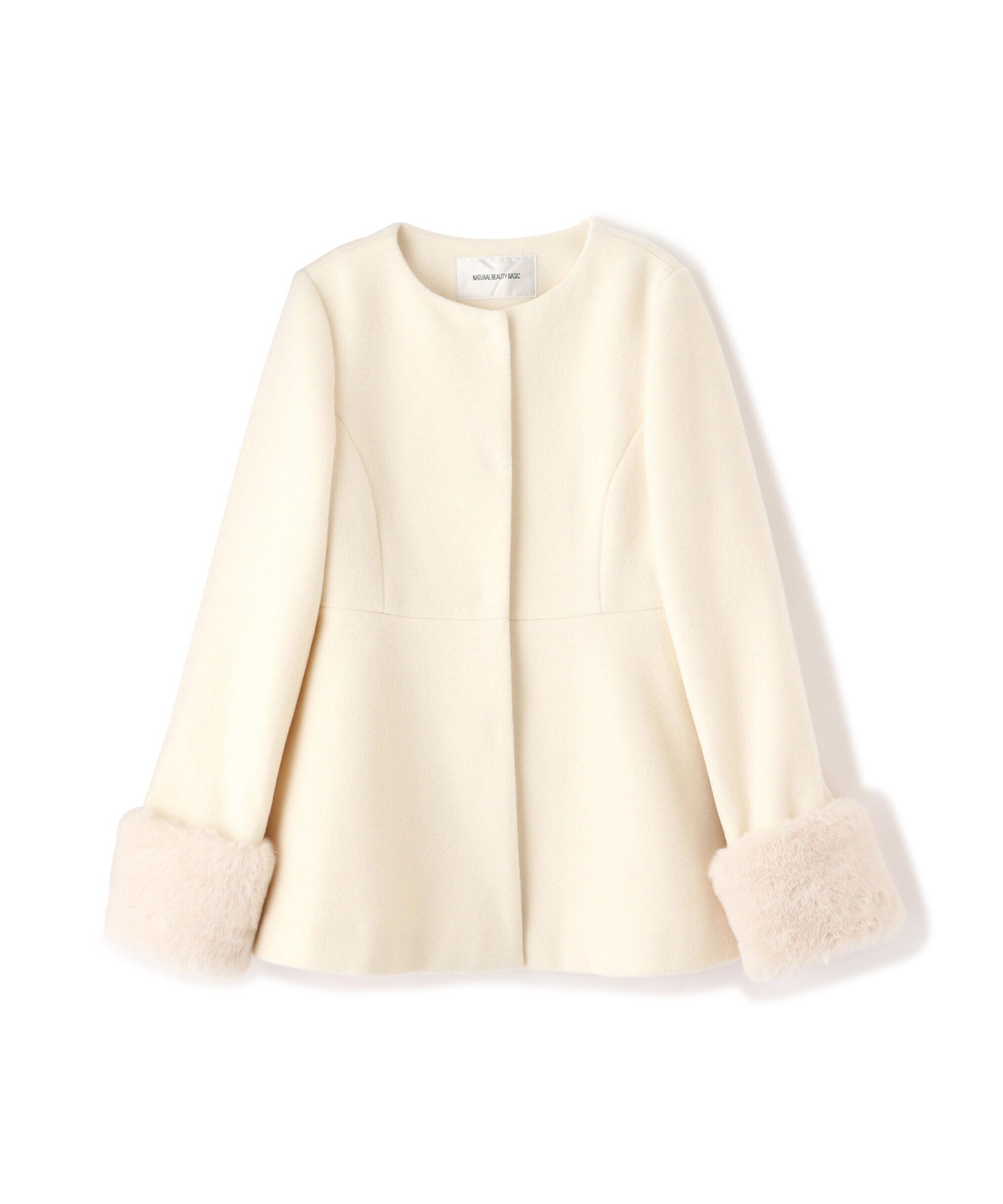  「フェイクファースリーブペプラムコート　24AW」|ブルゾン・スタジャン|