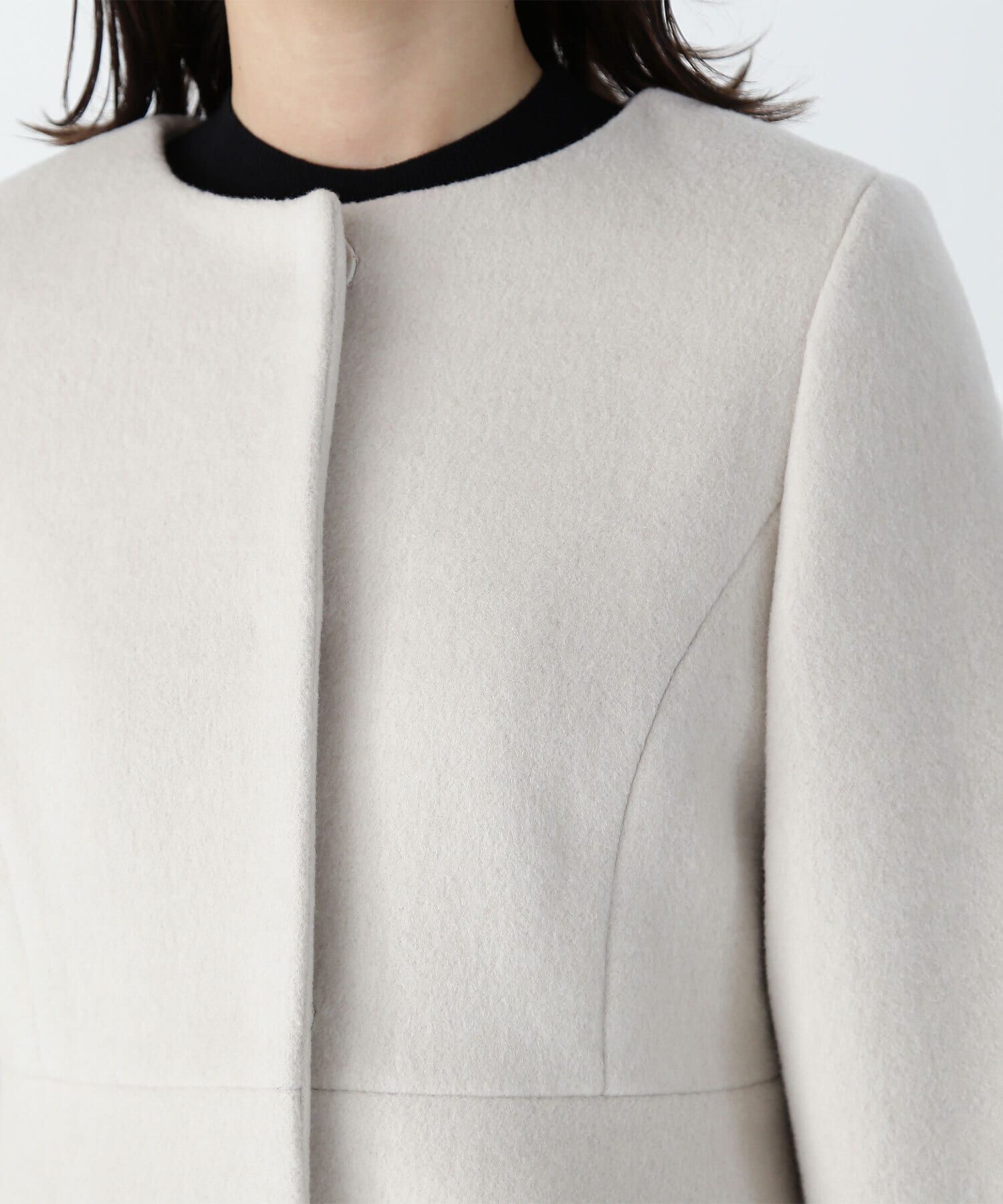  「フェイクファースリーブペプラムコート　24AW」|ブルゾン・スタジャン|