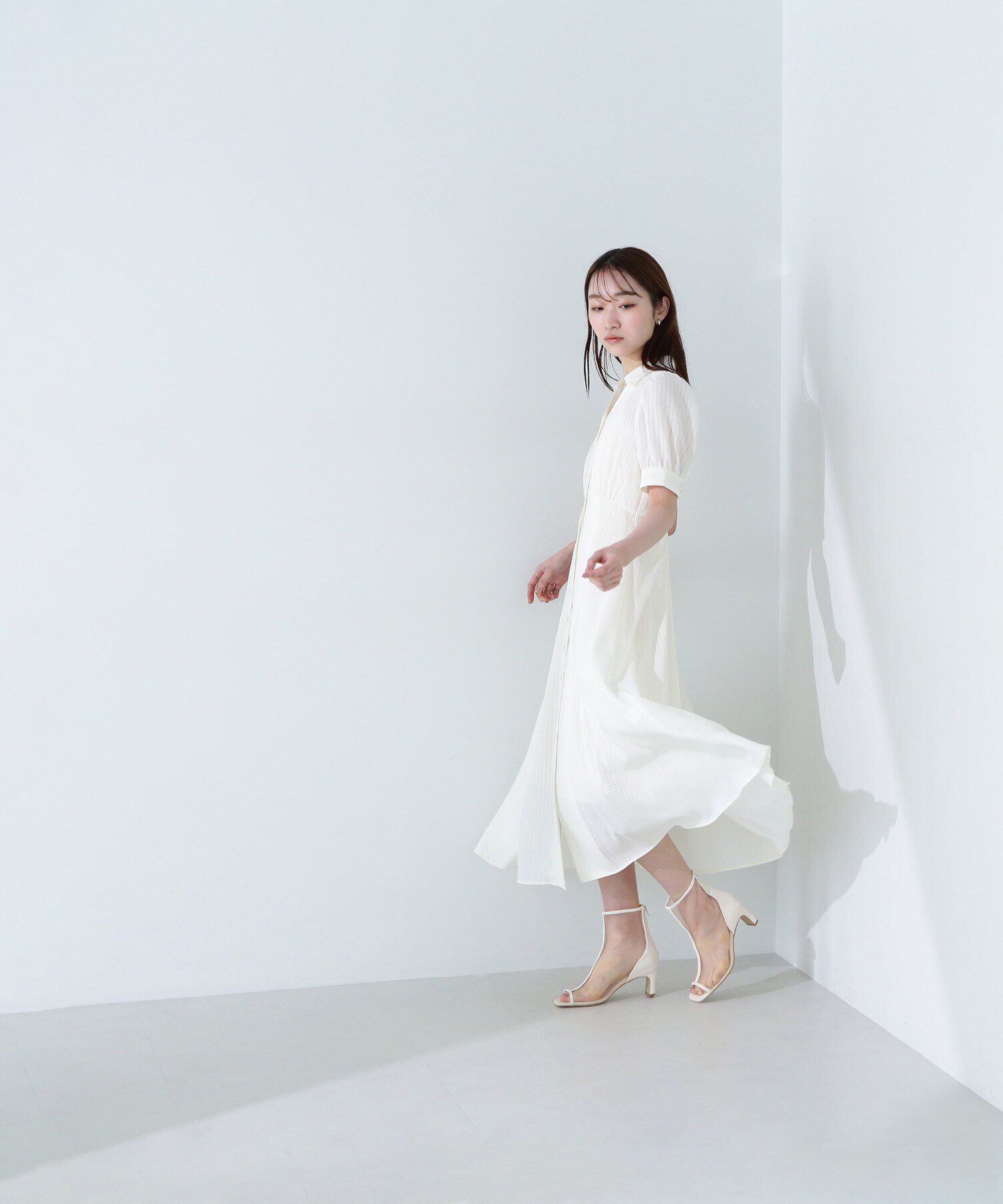  「シャツカラーサッカーワンピース」|ワンピース|