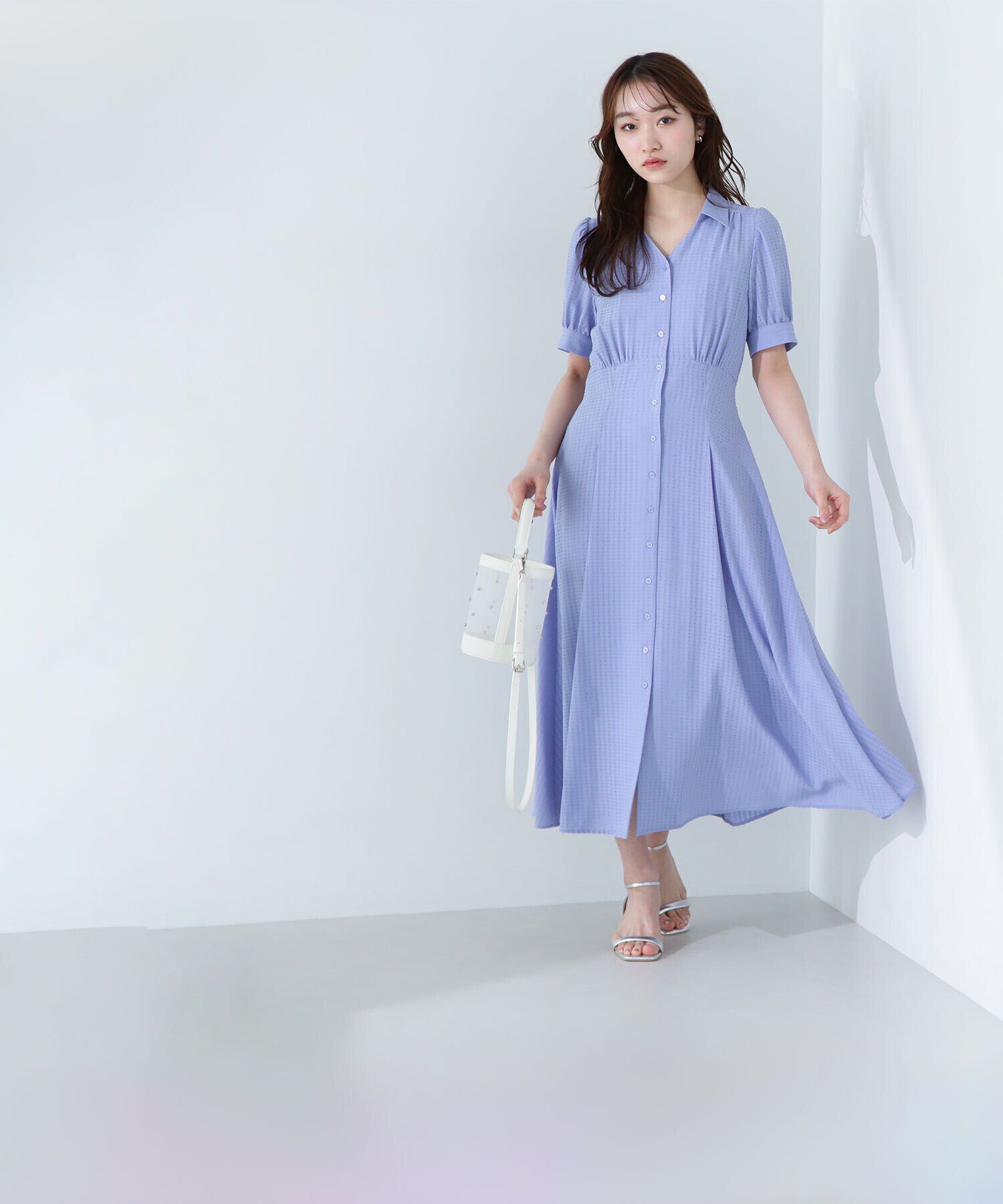  「シャツカラーサッカーワンピース」|ワンピース|