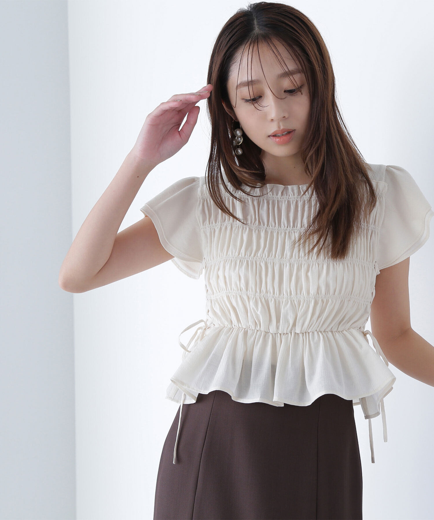  「レースアップシャーリングブラウス」|シャツ・ブラウス|