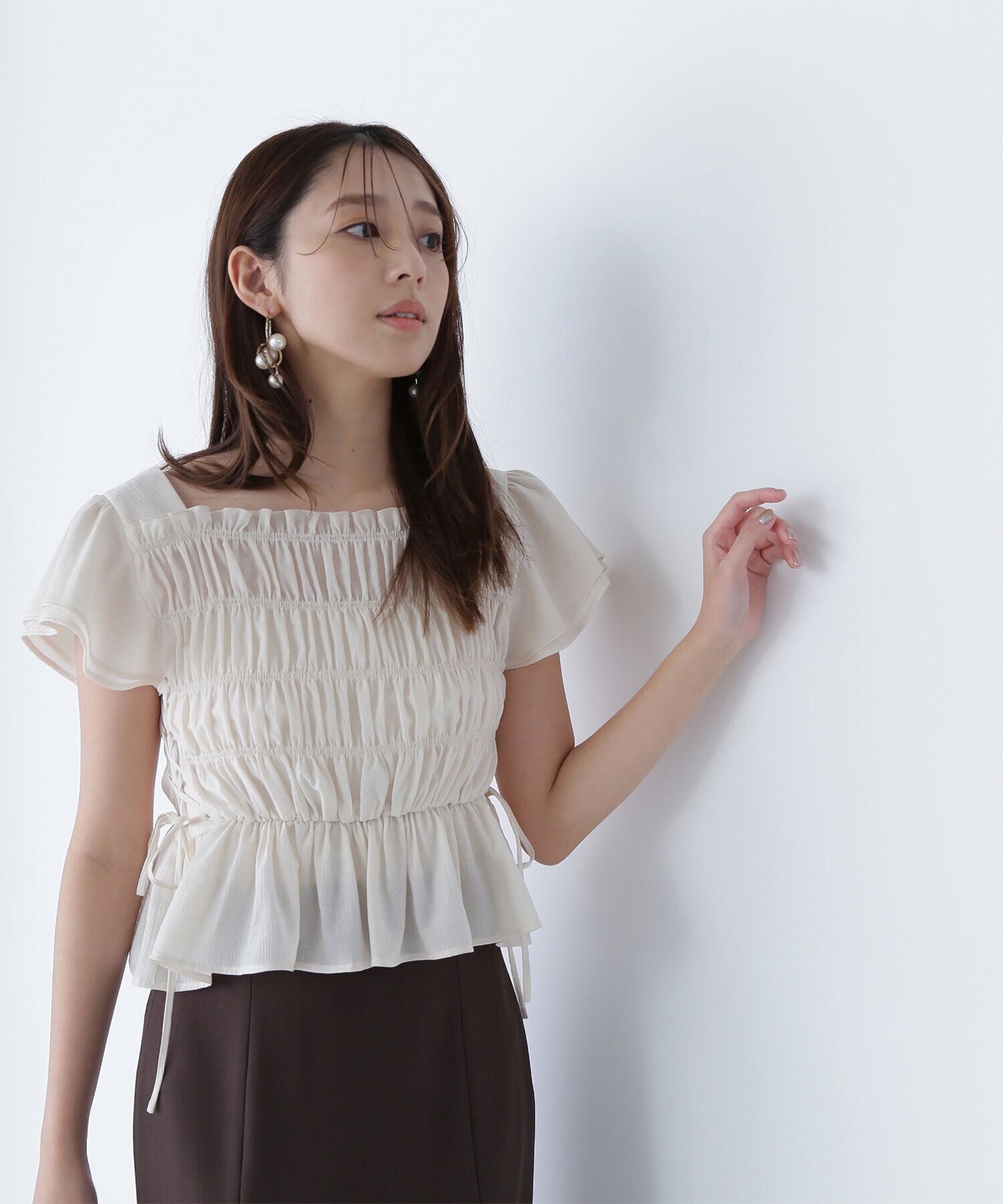  「レースアップシャーリングブラウス」|シャツ・ブラウス|