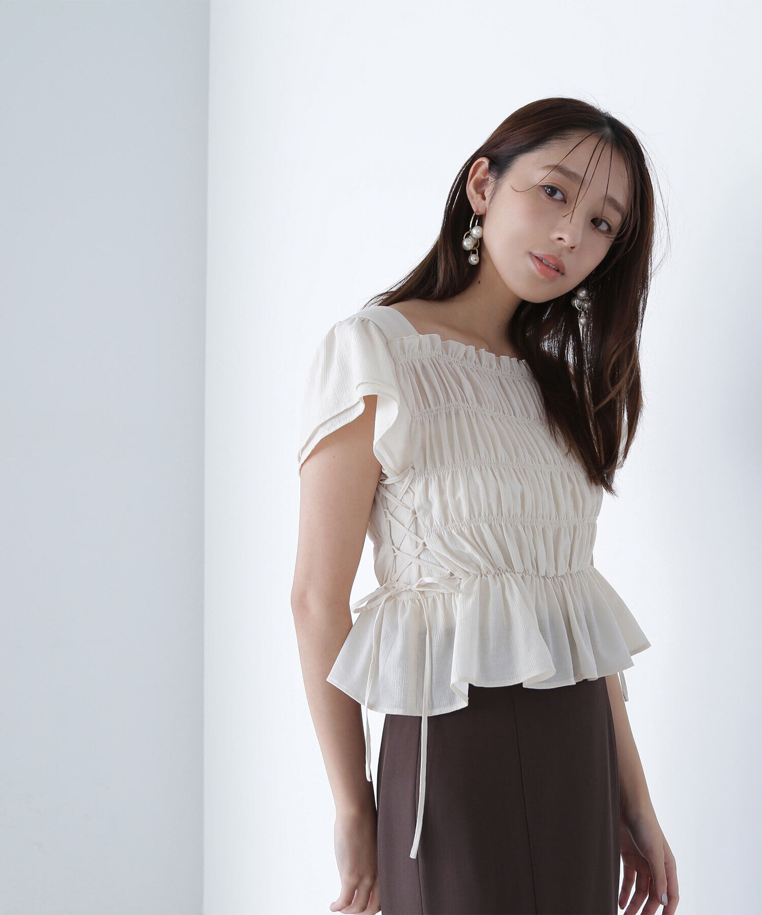  「レースアップシャーリングブラウス」|シャツ・ブラウス|