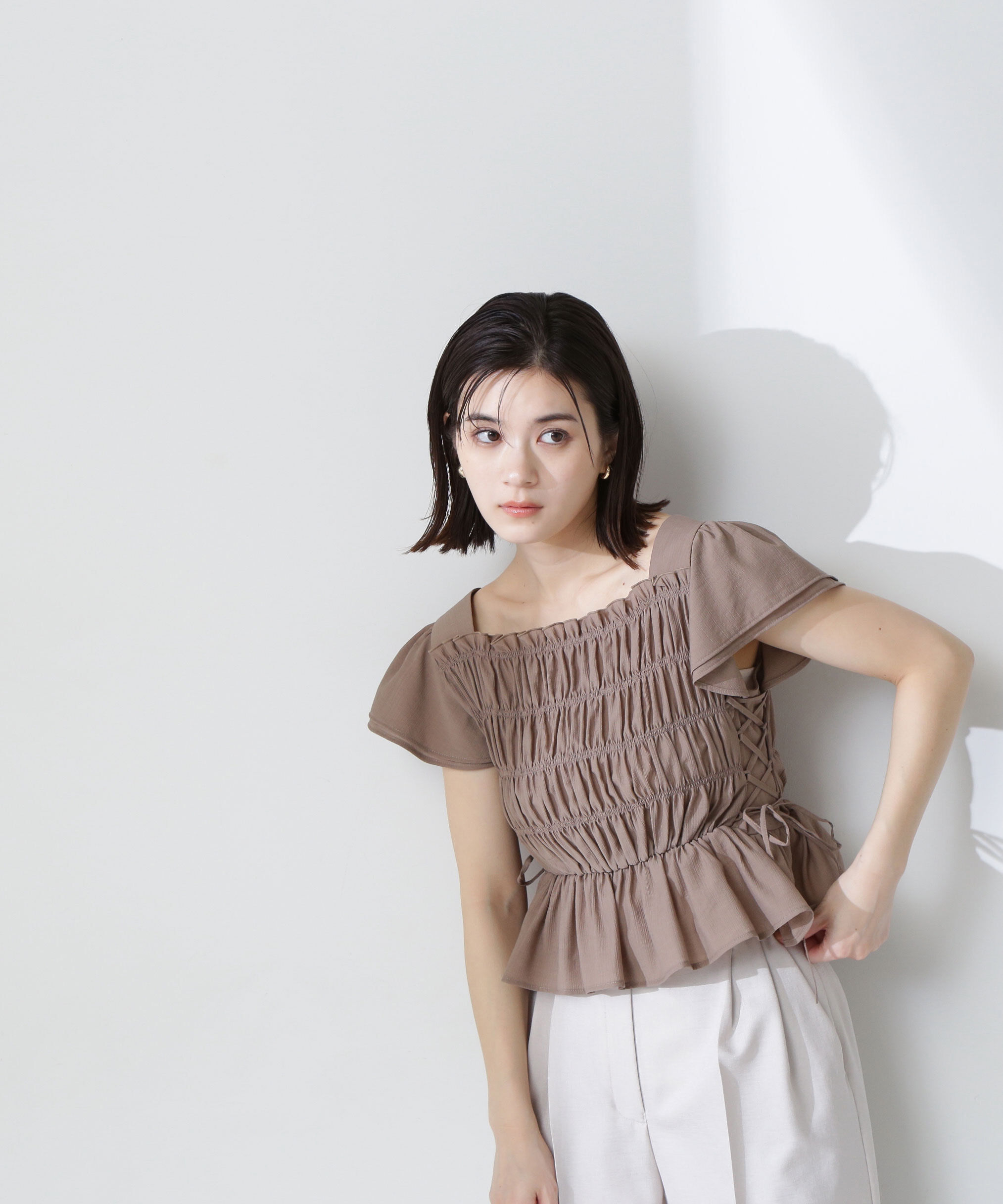  「レースアップシャーリングブラウス」|シャツ・ブラウス|