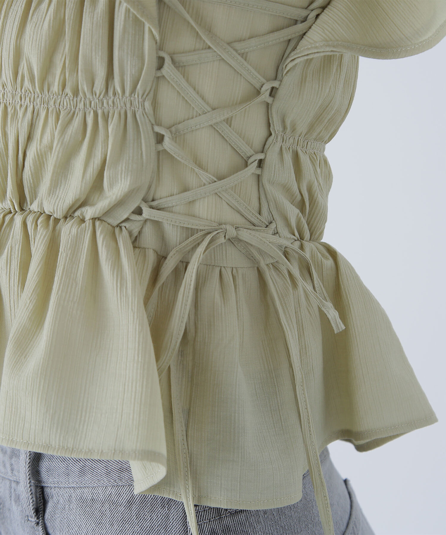  「レースアップシャーリングブラウス」|シャツ・ブラウス|