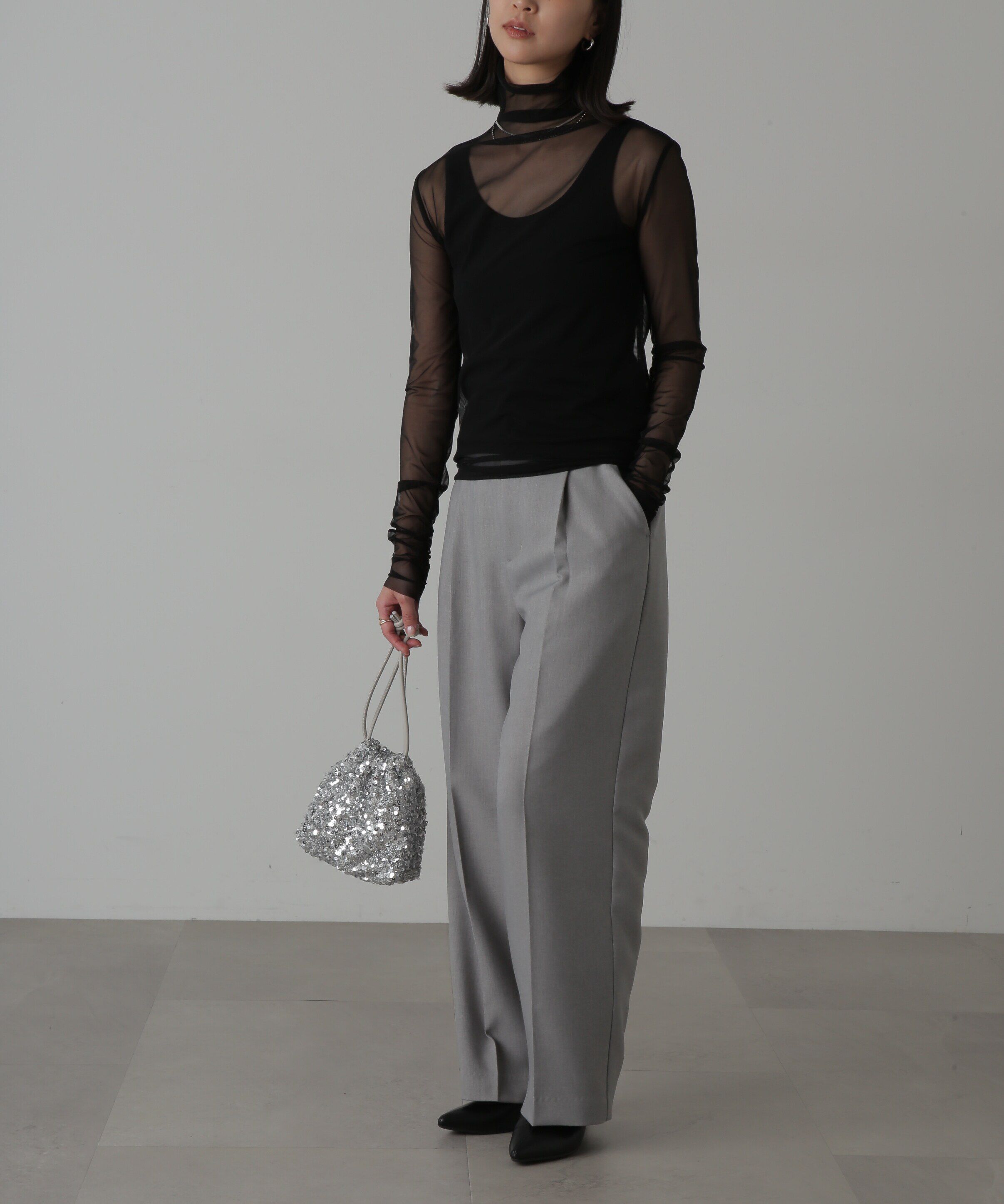  「シースルーハイネックカットソー」|Tシャツ・カットソー|