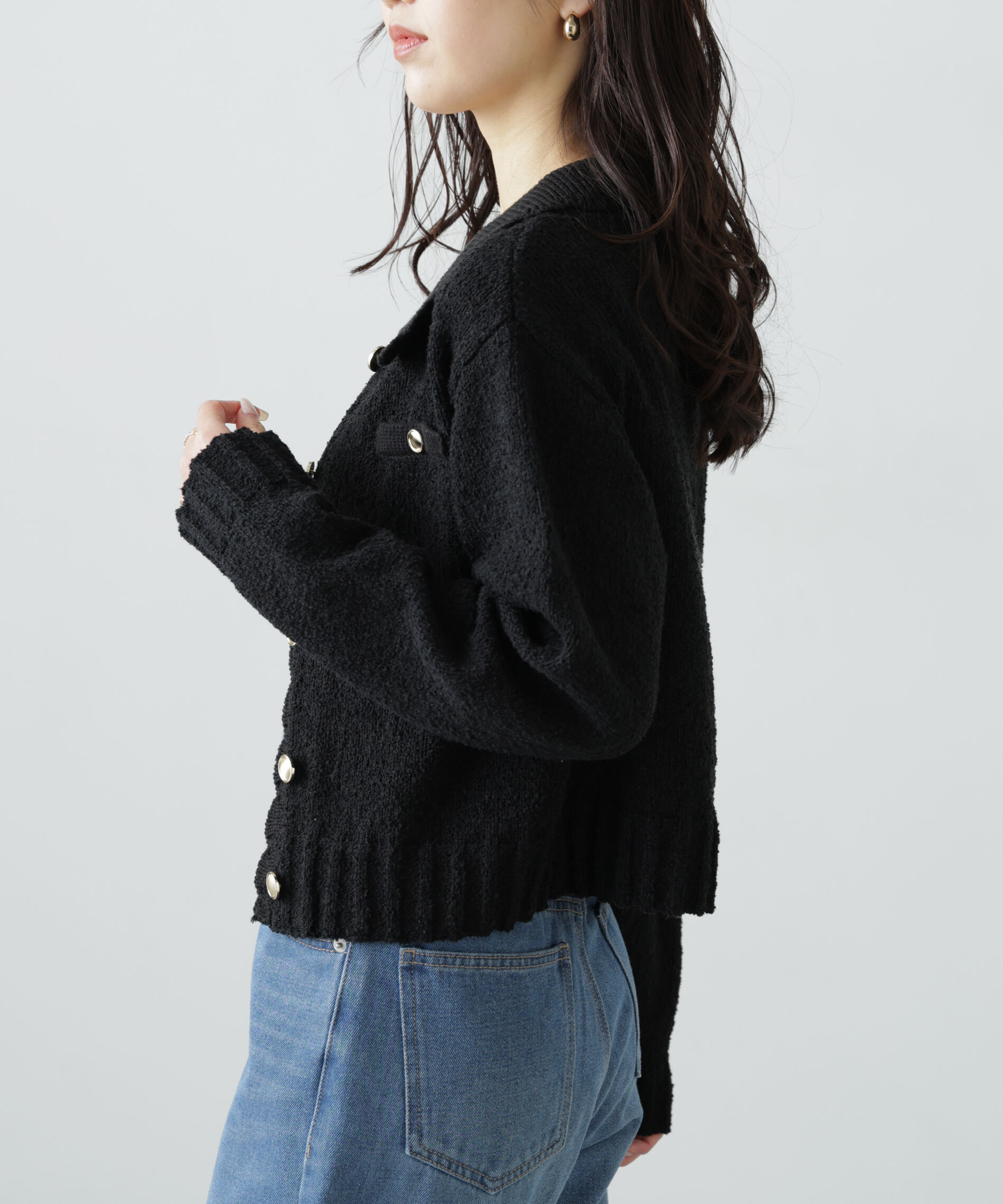  「[WEB限定:ﾌﾞﾗｯｸｶﾗｰのみ]ﾐﾆﾌﾞｰｸﾚﾂｲｰﾄﾞﾗｲｸﾆｯﾄｶ 」|ニット・セーター|