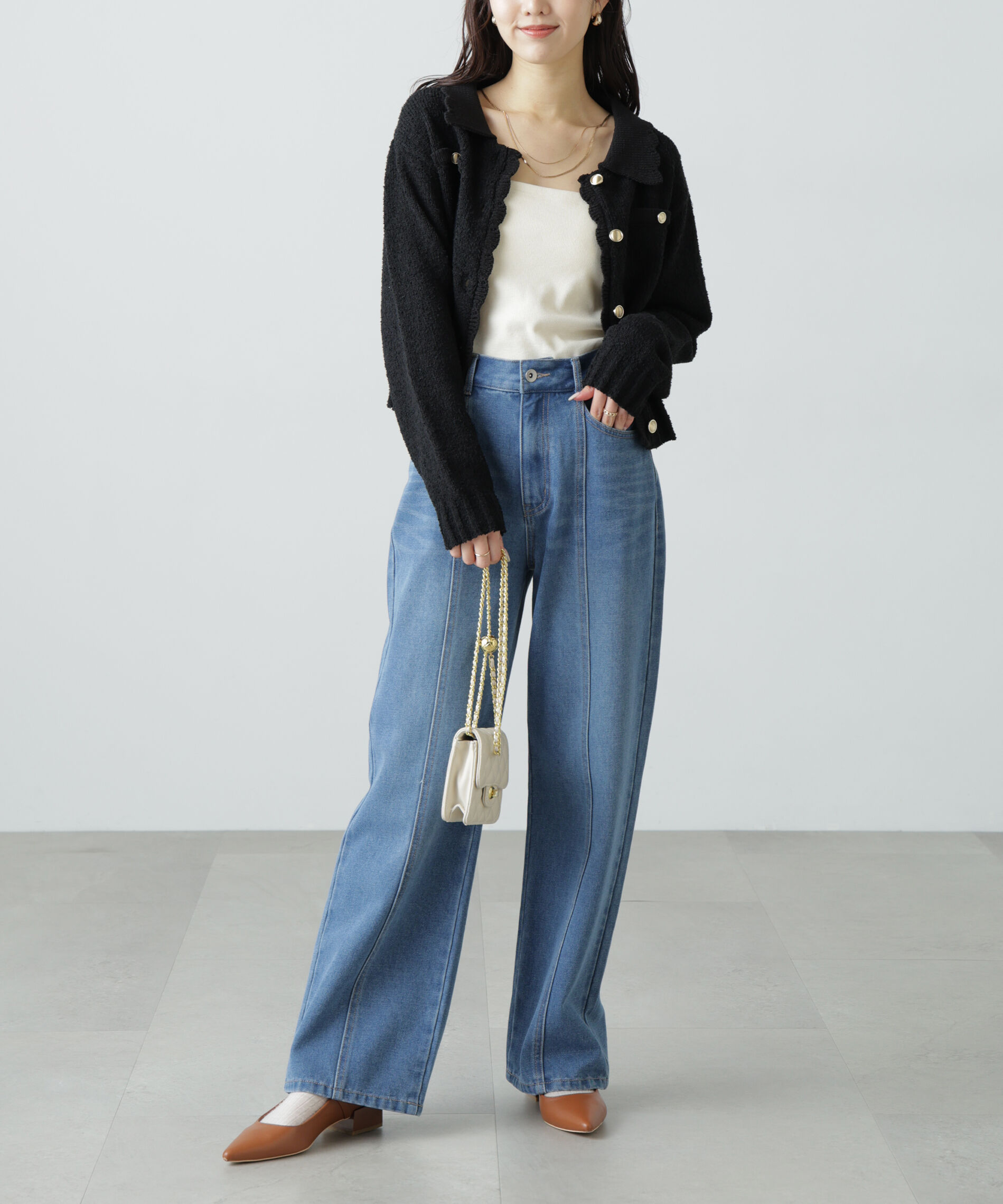  「[WEB限定:ﾌﾞﾗｯｸｶﾗｰのみ]ﾐﾆﾌﾞｰｸﾚﾂｲｰﾄﾞﾗｲｸﾆｯﾄｶ 」|ニット・セーター|