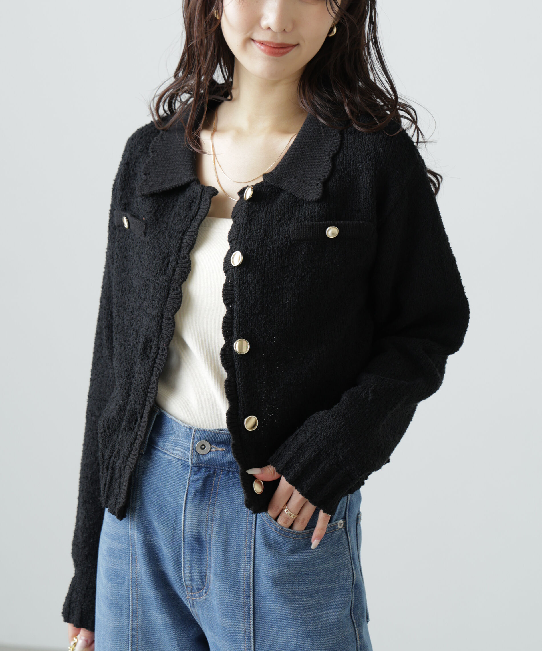  「[WEB限定:ﾌﾞﾗｯｸｶﾗｰのみ]ﾐﾆﾌﾞｰｸﾚﾂｲｰﾄﾞﾗｲｸﾆｯﾄｶ 」|ニット・セーター|