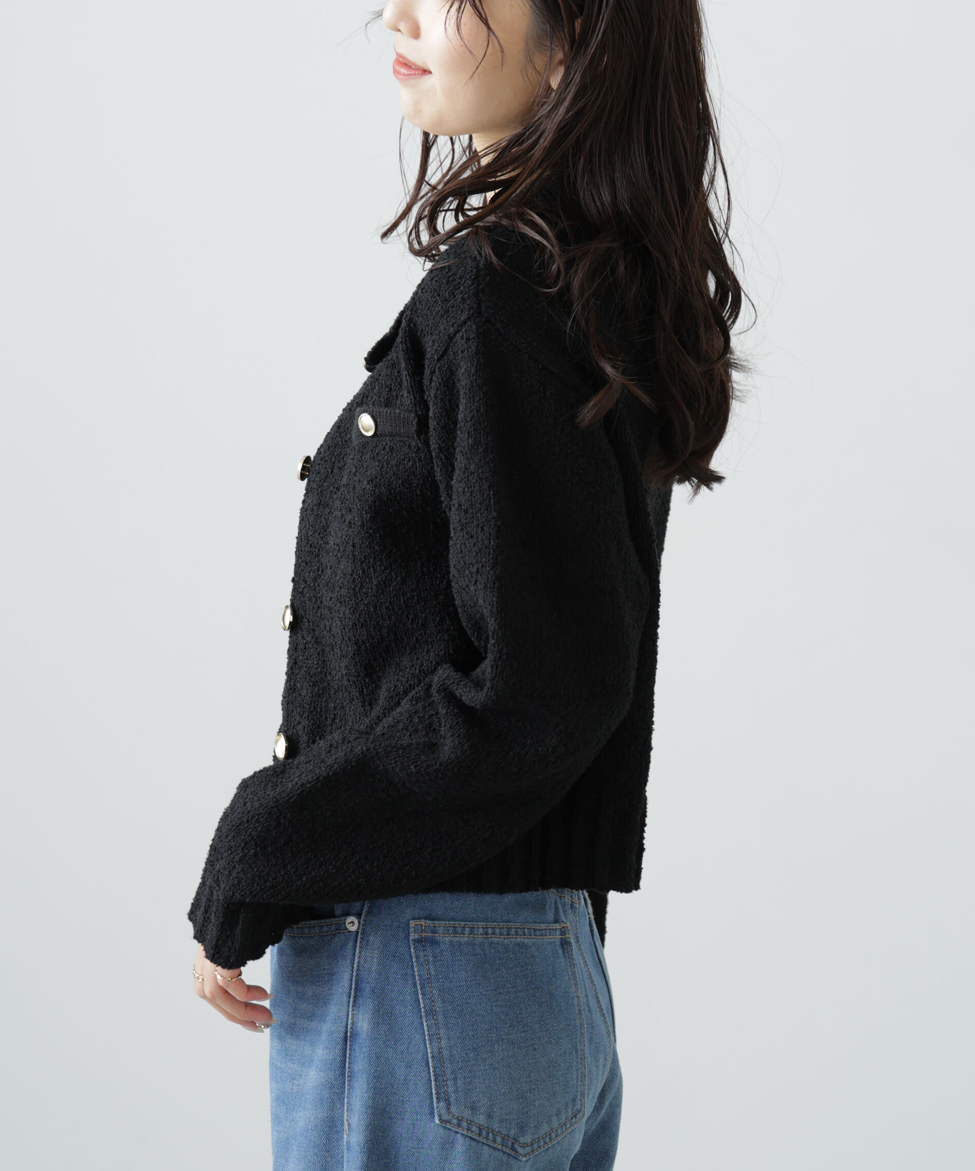  「[WEB限定:ﾌﾞﾗｯｸｶﾗｰのみ]ﾐﾆﾌﾞｰｸﾚﾂｲｰﾄﾞﾗｲｸﾆｯﾄｶ 」|ニット・セーター|