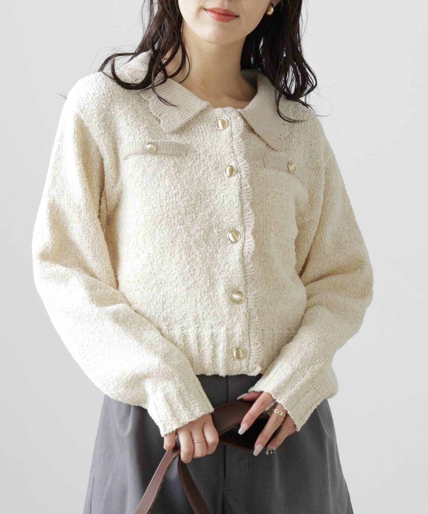  「[WEB限定:ﾌﾞﾗｯｸｶﾗｰのみ]ﾐﾆﾌﾞｰｸﾚﾂｲｰﾄﾞﾗｲｸﾆｯﾄｶ 」|ニット・セーター|