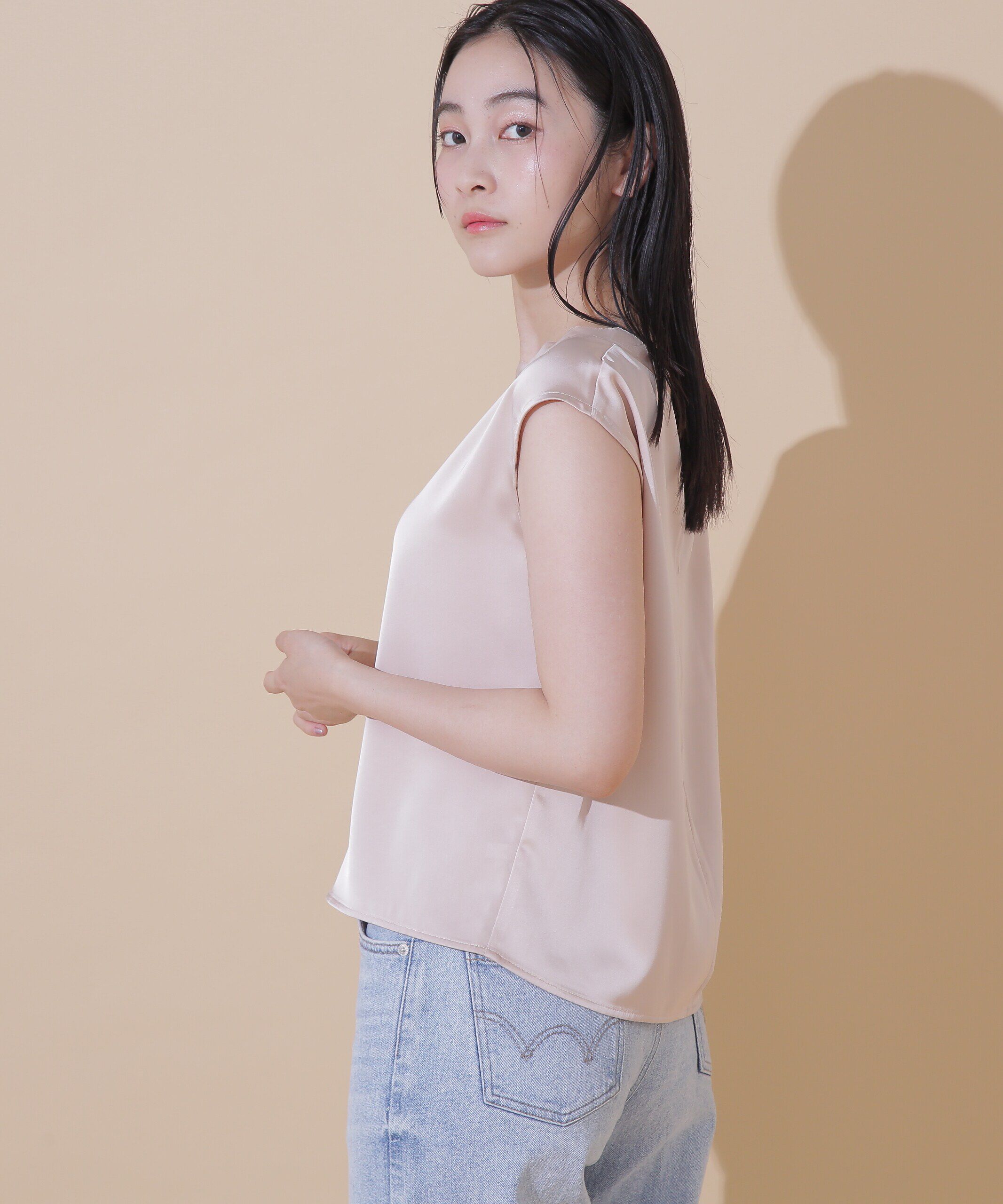  「シアートリムサテンブラウス」|シャツ・ブラウス|