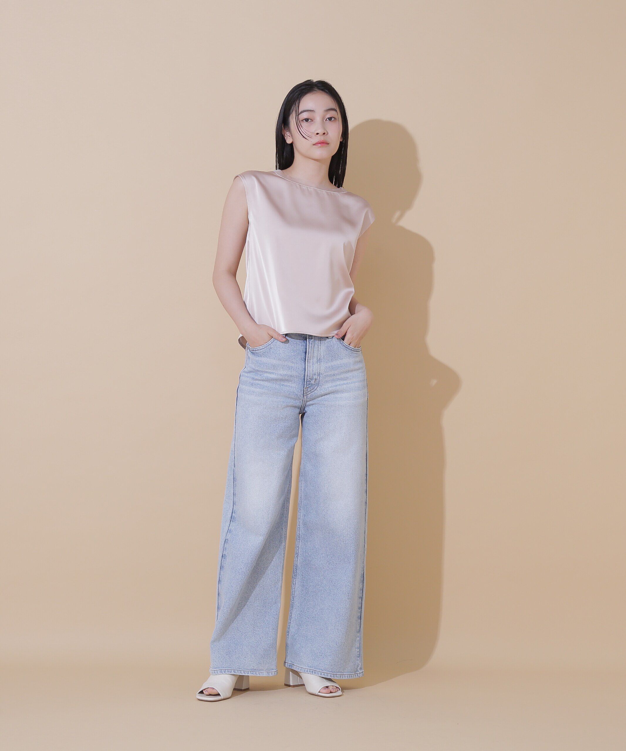  「シアートリムサテンブラウス」|シャツ・ブラウス|