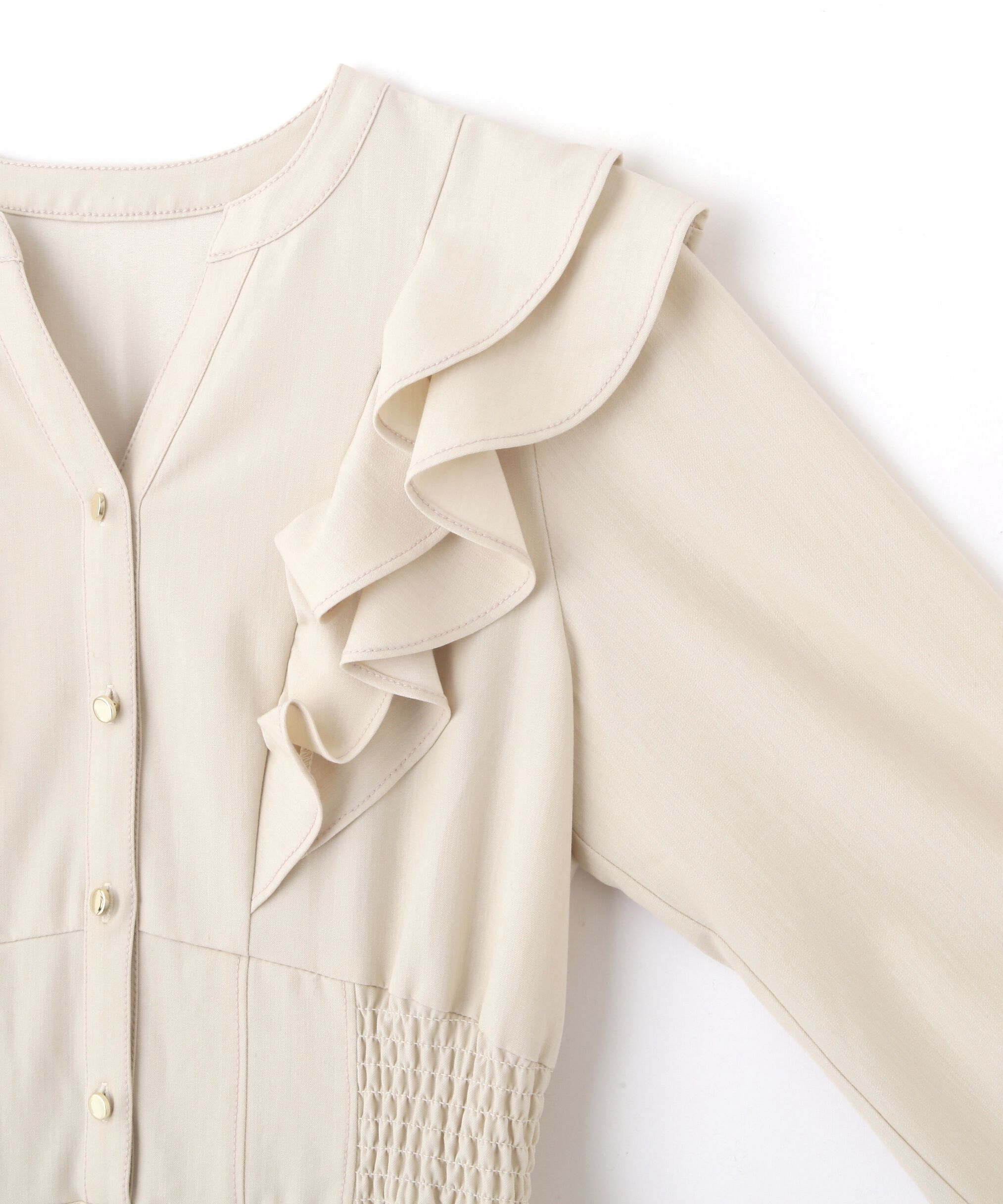  「フリルデニムシャツワンピース」|ワンピース|