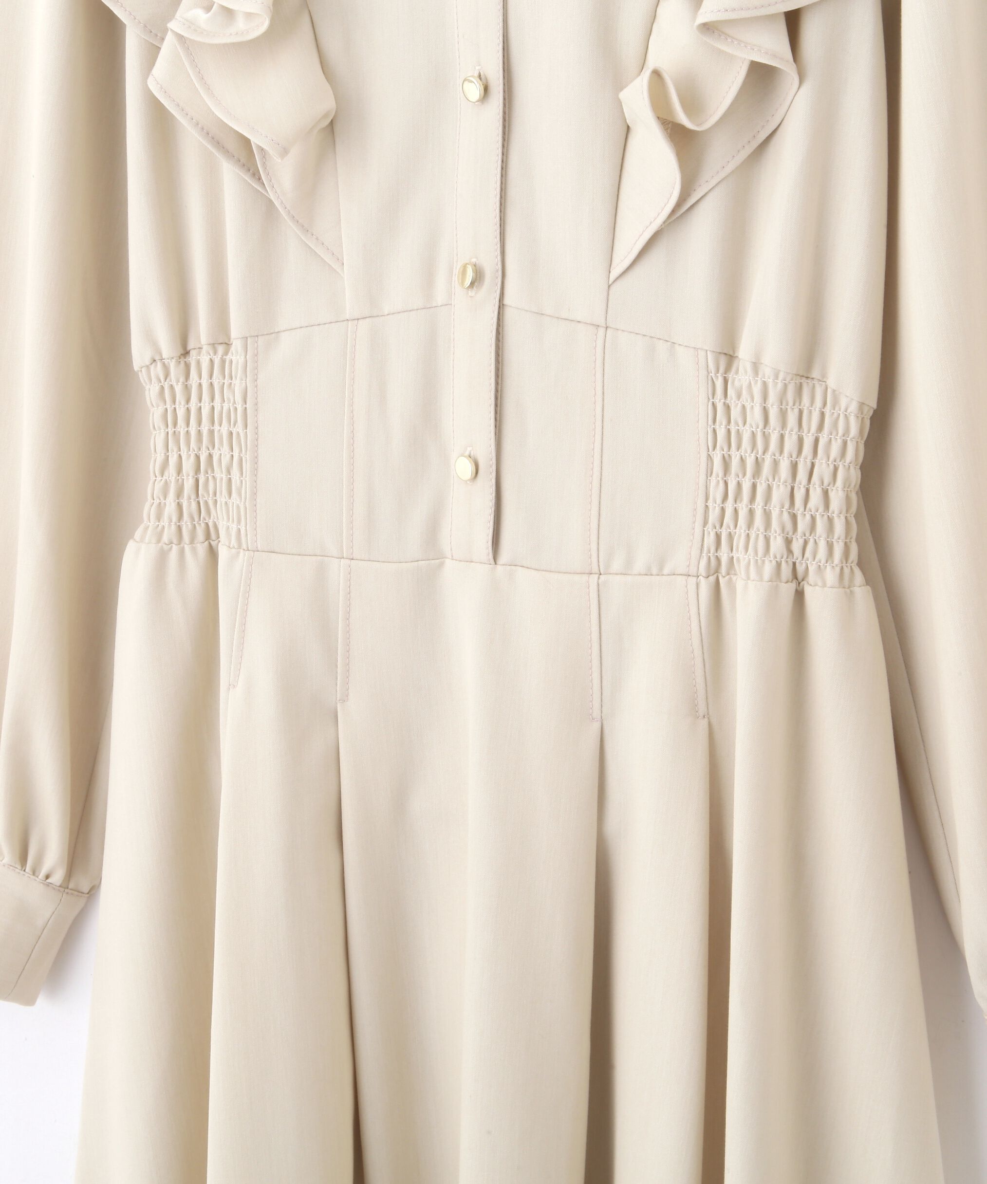  「フリルデニムシャツワンピース」|ワンピース|