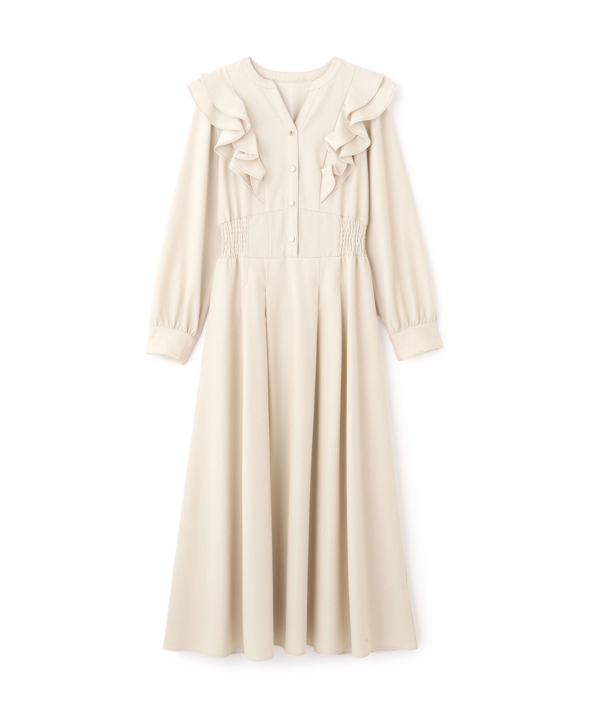  「フリルデニムシャツワンピース」|ワンピース|