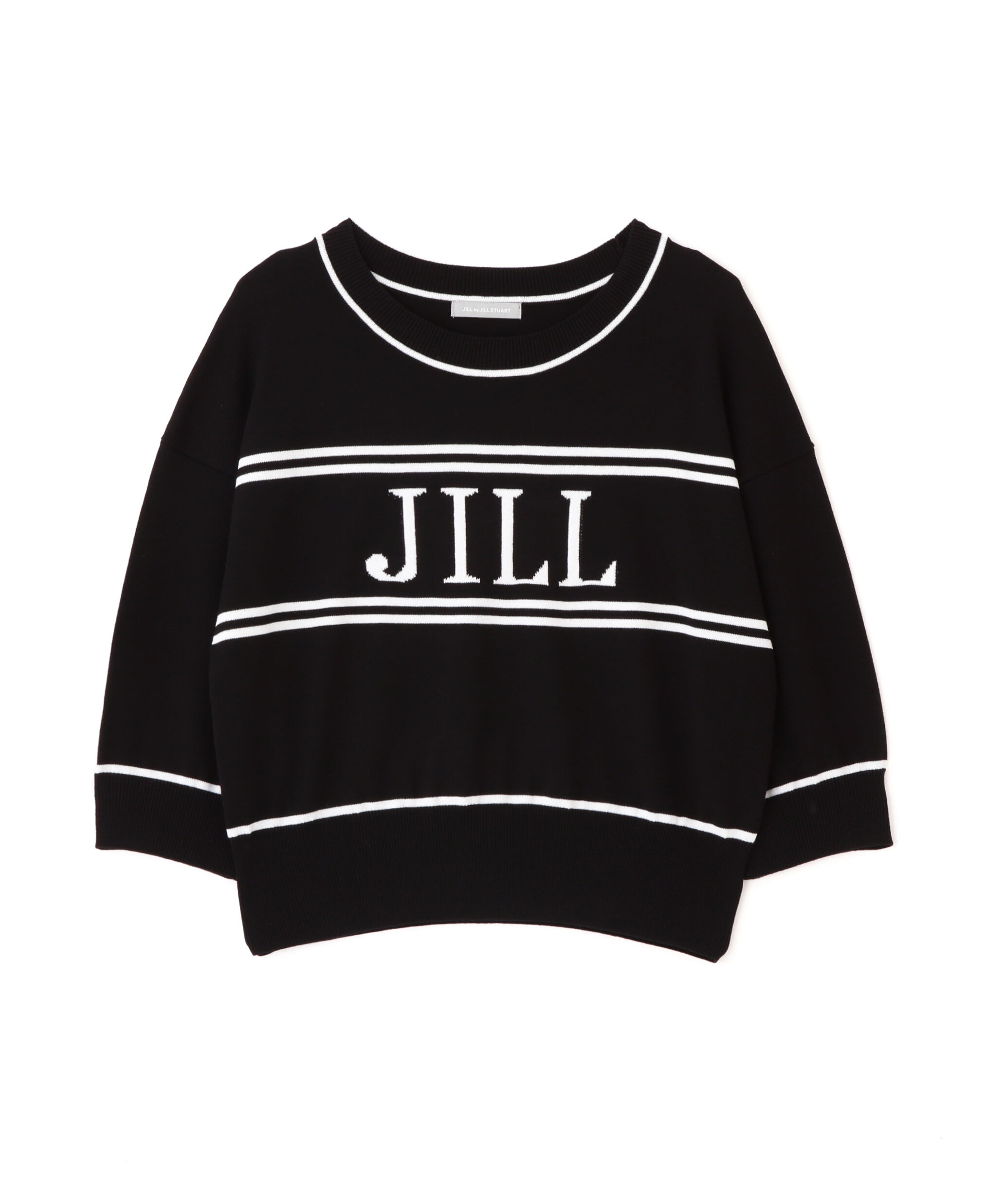  「バイカラービッグロゴニット五分袖」|ニット・セーター|