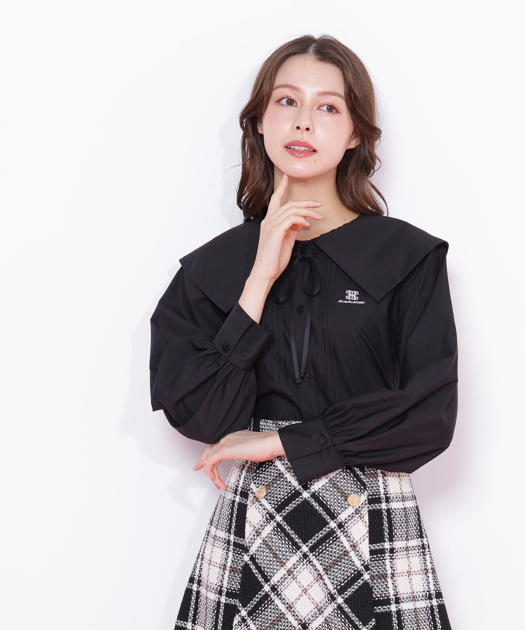  「ビッグカラー短丈ブラウス」|シャツ・ブラウス|