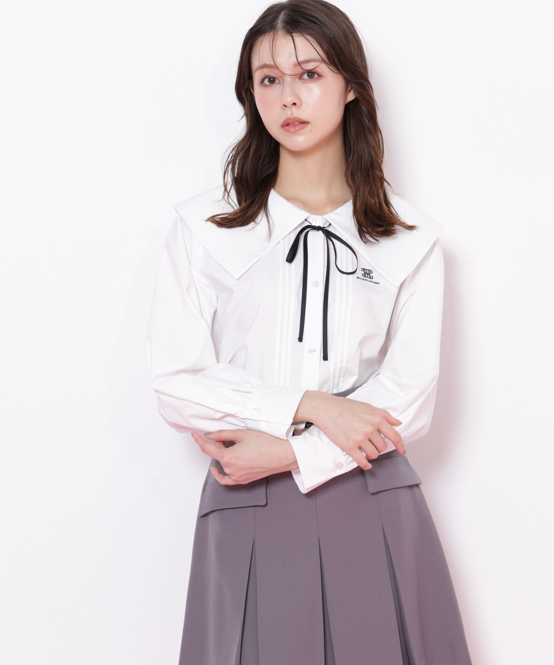  「ビッグカラー短丈ブラウス」|シャツ・ブラウス|