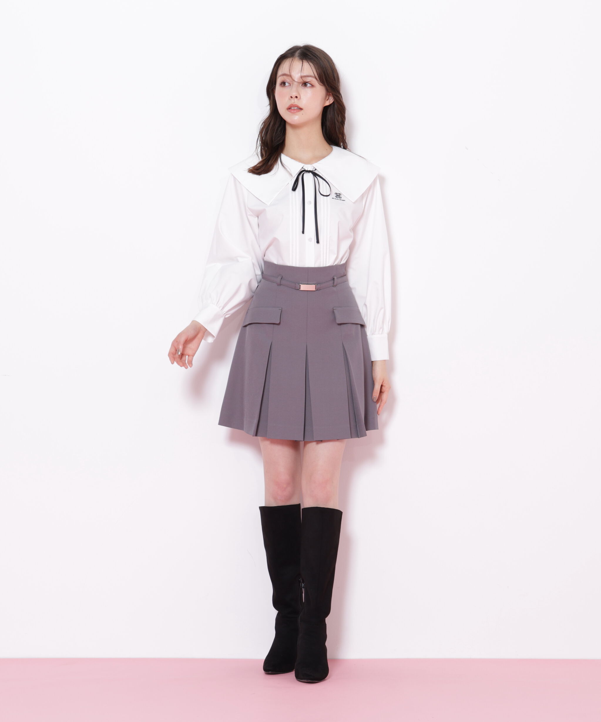  「ビッグカラー短丈ブラウス」|シャツ・ブラウス|