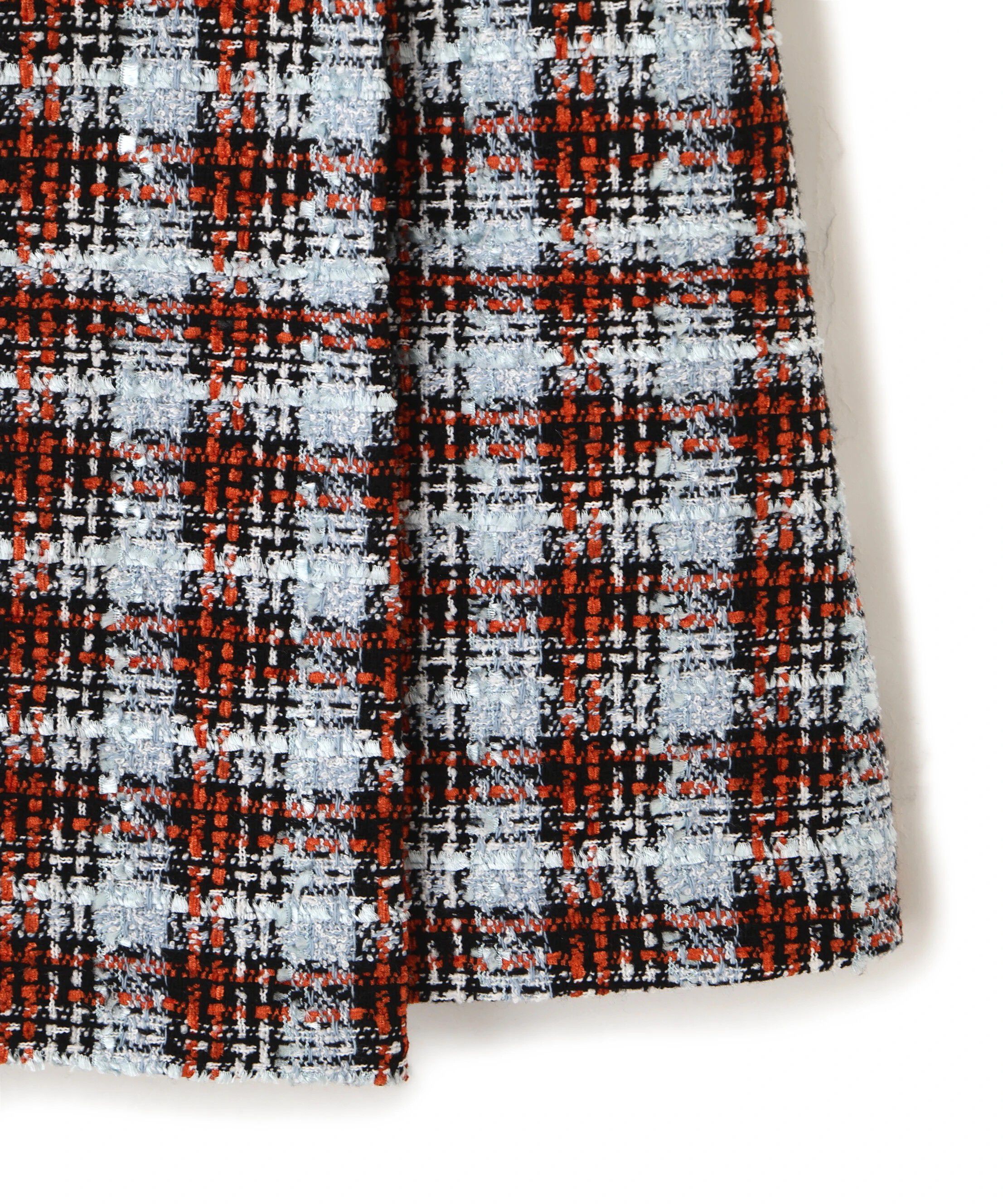  「ツィードチェックビジュー釦ミニスカート」|スカート|