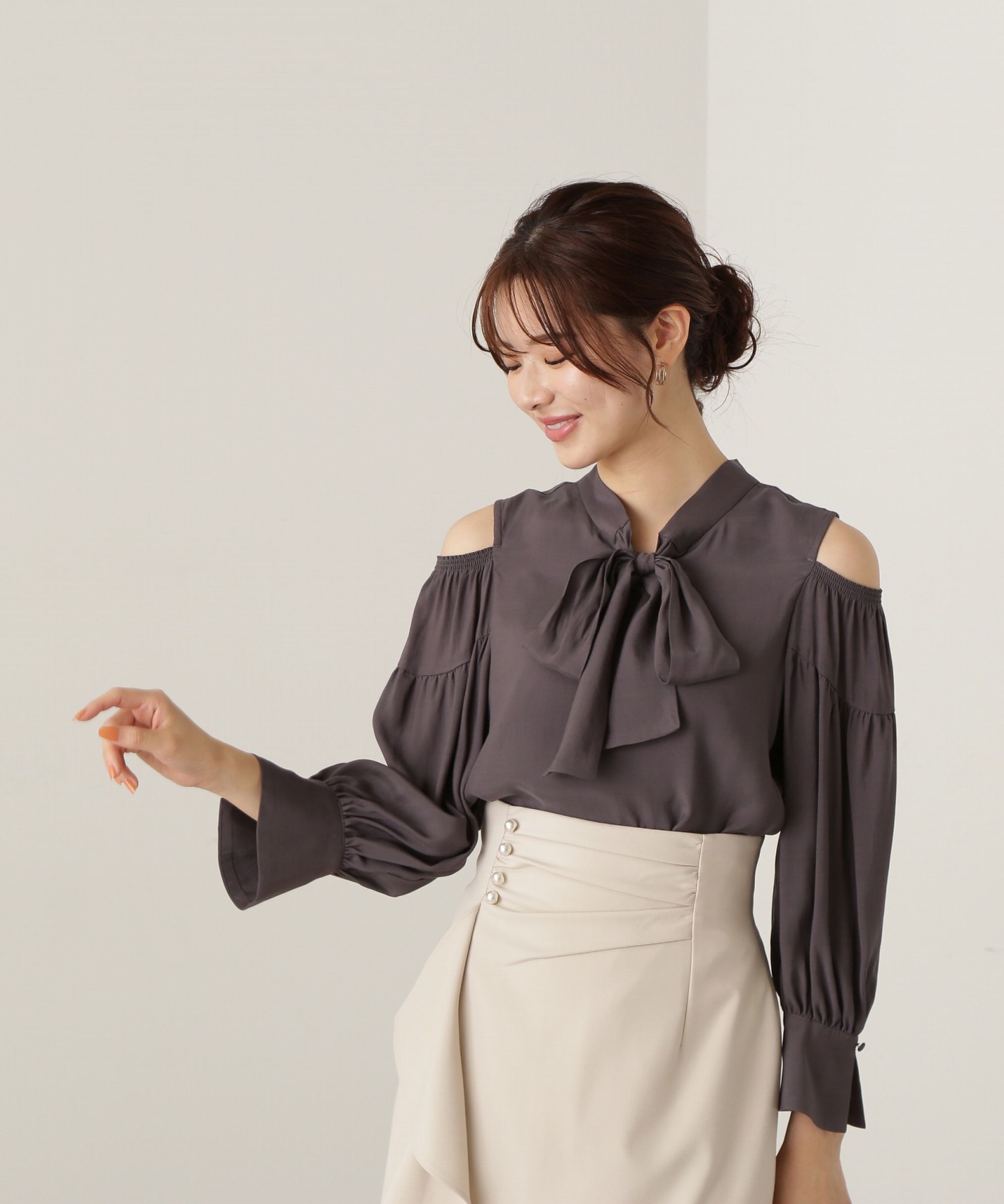 PROPORTION BODY DRESSING「前後2Wayリボンオープンショルダーブラウス」|シャツ・ブラウス|