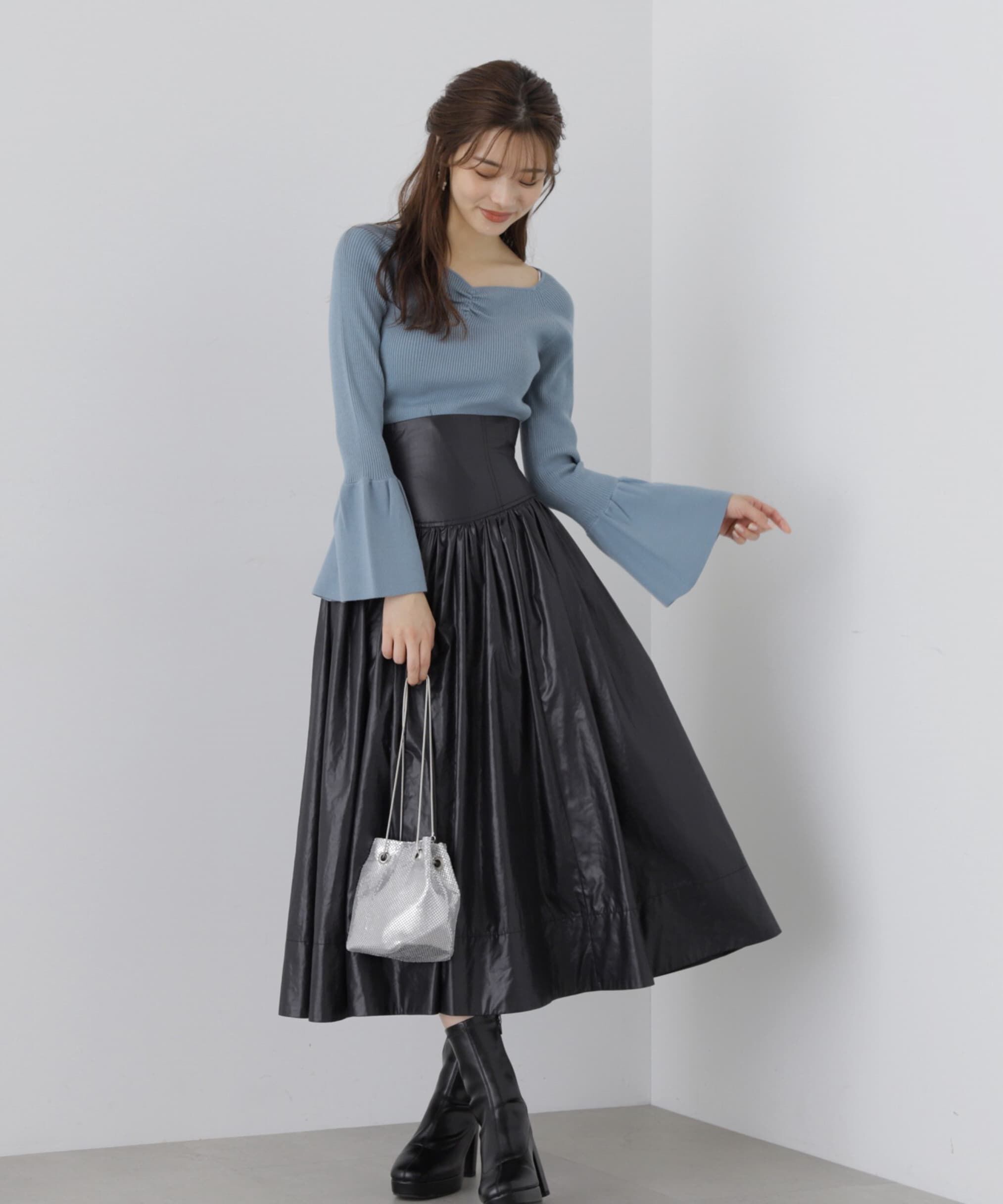 PROPORTION BODY DRESSING「コルセットデザインタフタスカート」|スカート|ブラック