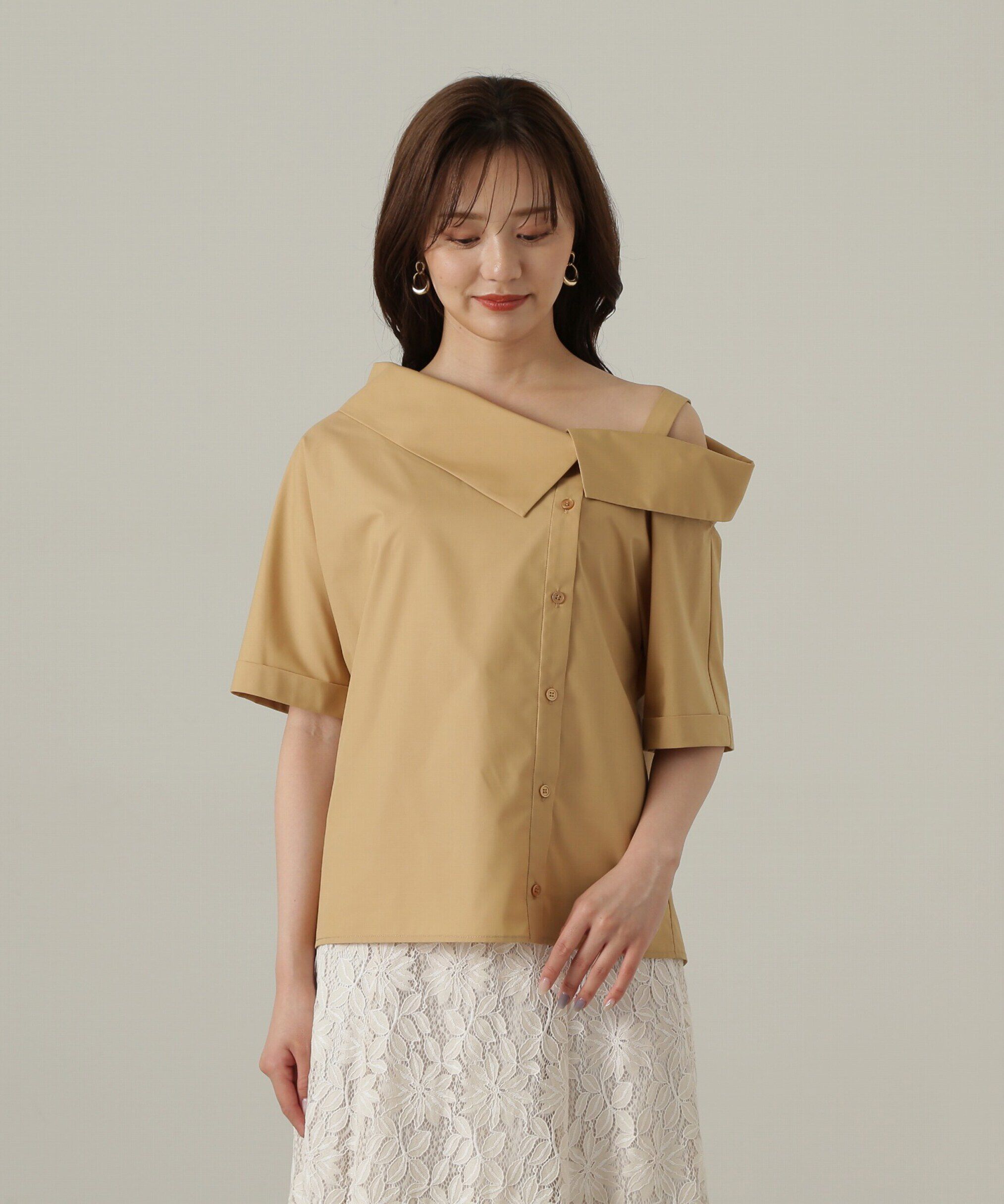 PROPORTION BODY DRESSING「アシンメトリー5分袖シャツブラウス24AW」|シャツ・ブラウス|