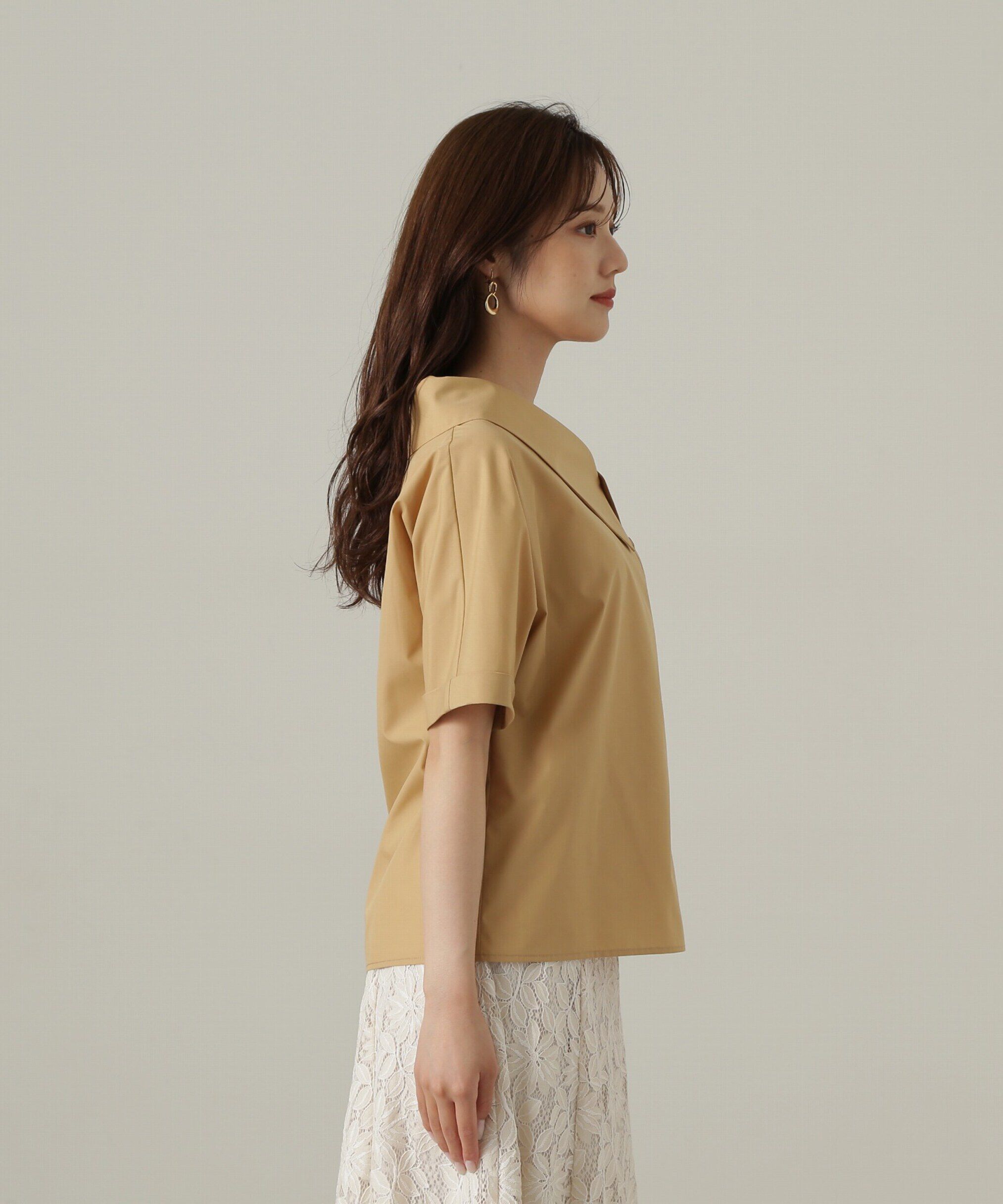 PROPORTION BODY DRESSING「アシンメトリー5分袖シャツブラウス24AW」|シャツ・ブラウス|