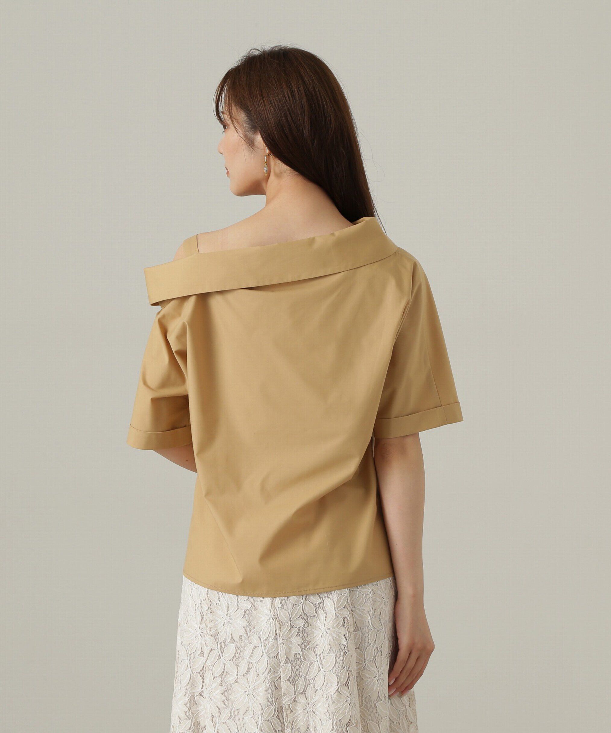 PROPORTION BODY DRESSING「アシンメトリー5分袖シャツブラウス24AW」|シャツ・ブラウス|